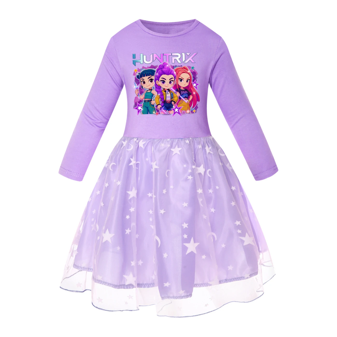 Girls’ Rainbow Tulle Dress — 5051 Edition, Style 06 · Star Tulle · Purple