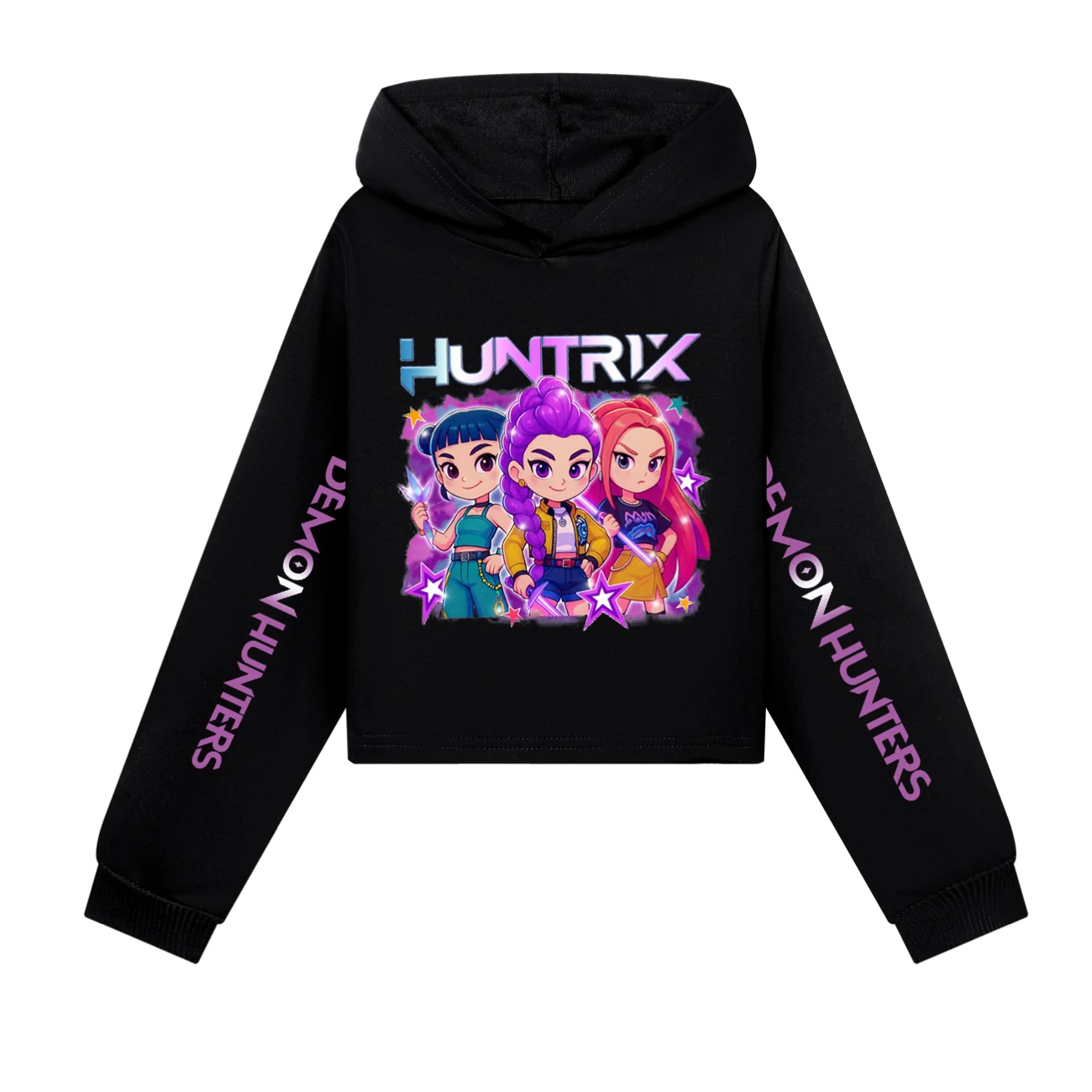 Girls’ Cropped Sweatshirt Set — 5051 Collection B, Style 06 · Black