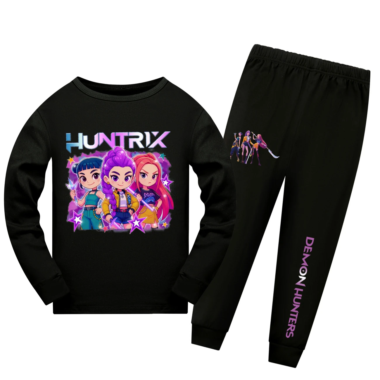 Kids’ Long-Sleeve Lounge Set — 5051 Edition, Style 05 · Set · Black