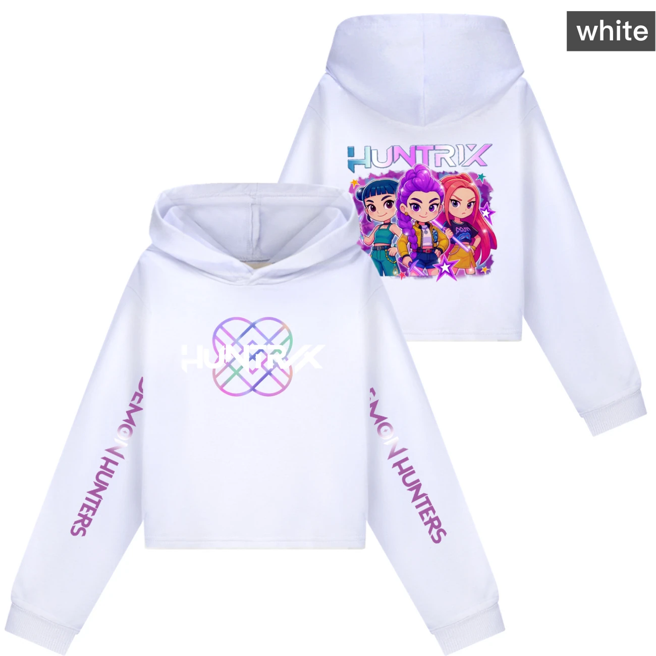 Girls’ Cropped Sweatshirt Set — 5051 Collection A, Style 02 · White