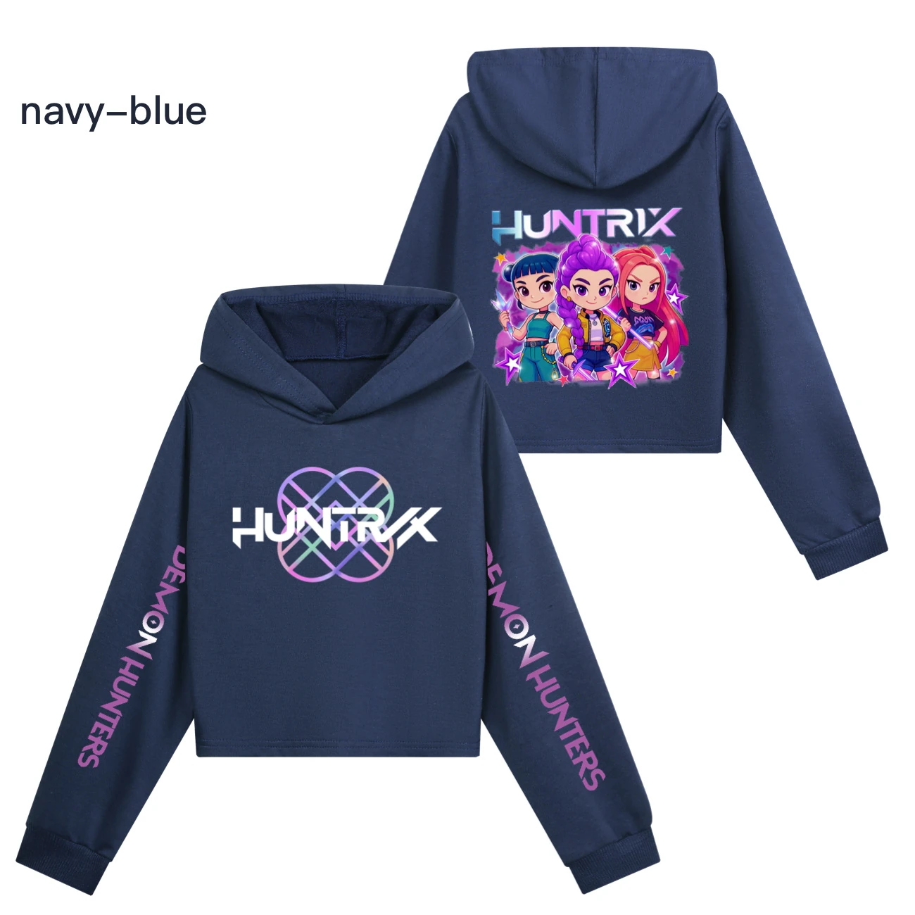 Girls’ Cropped Sweatshirt Set — 5051 Collection A, Style 04 · Navy
