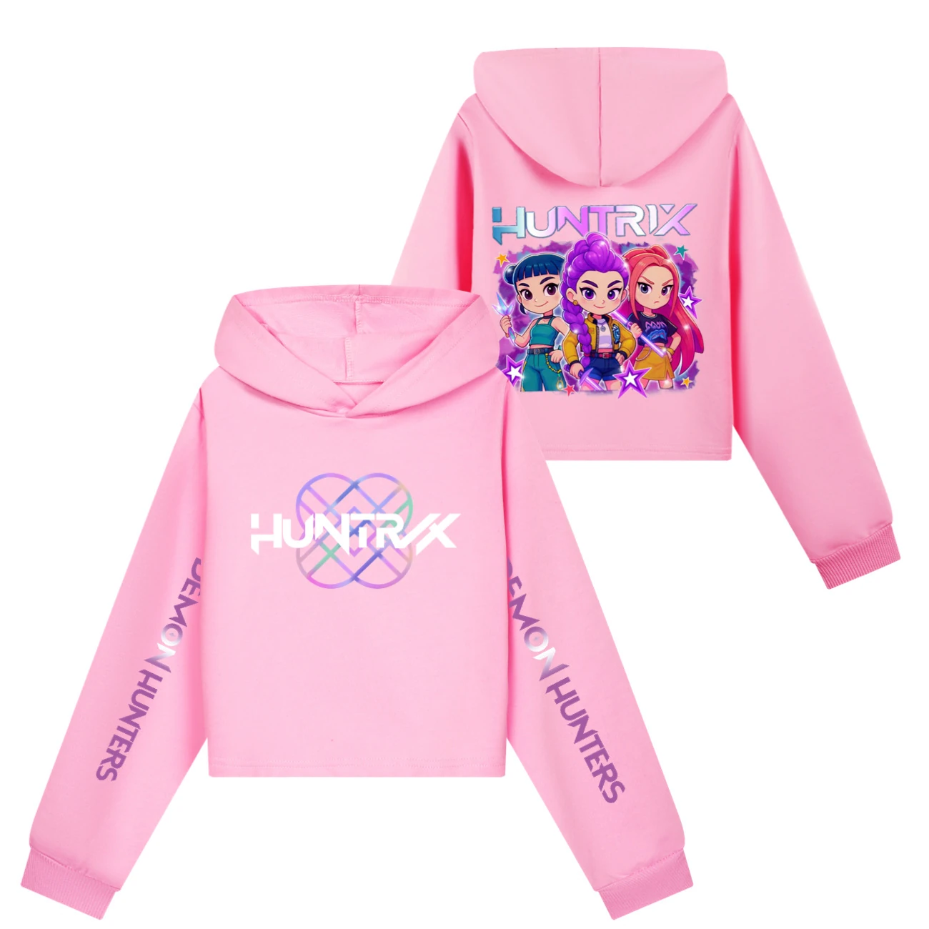 Girls’ Cropped Sweatshirt Set — 5051 Collection A, Style 05 · Pink