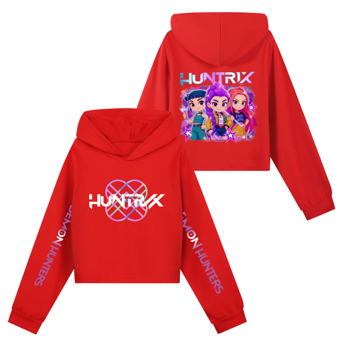 Girls’ Cropped Sweatshirt Set — 5051 Collection A, Style 07 · Red