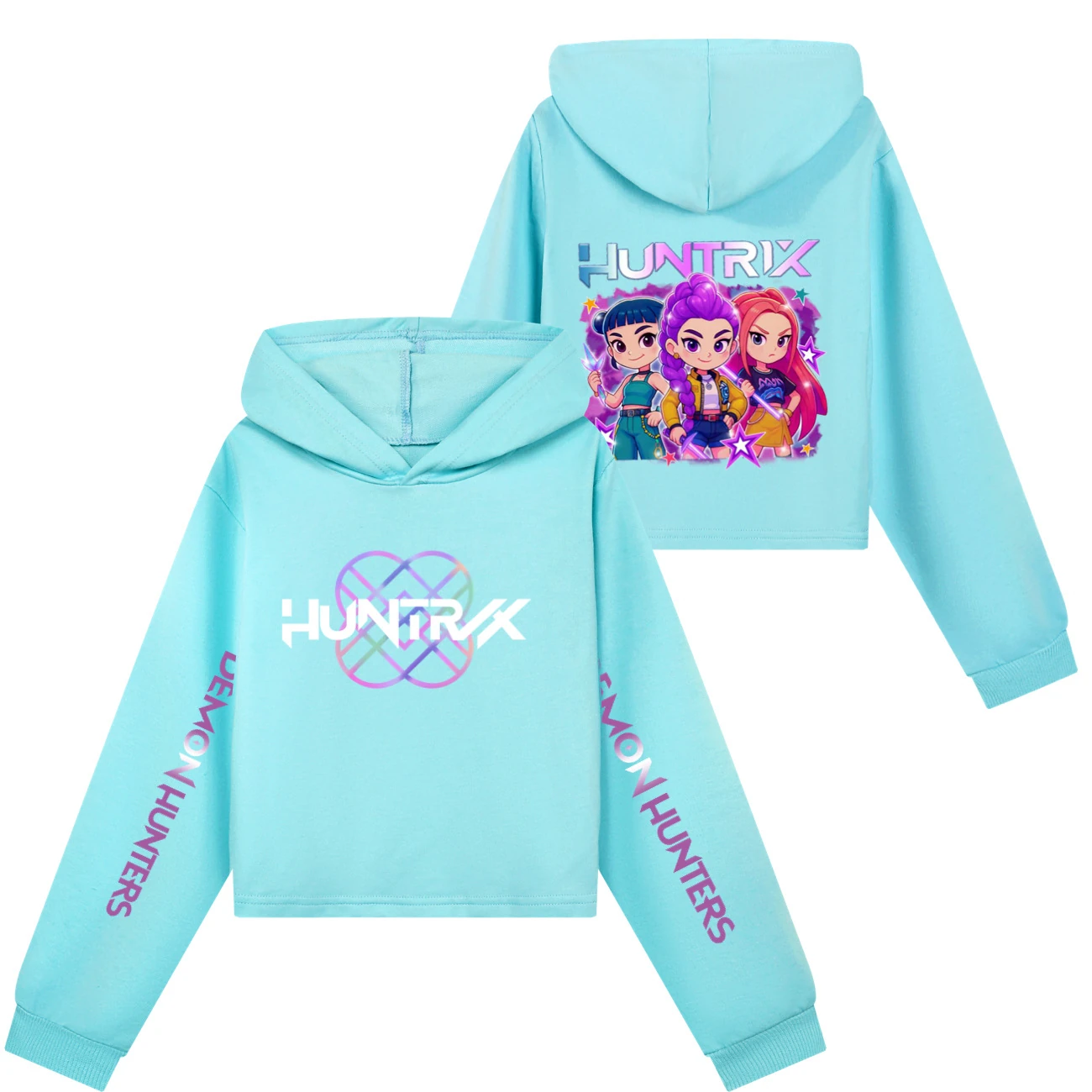 Girls’ Cropped Sweatshirt Set — 5051 Collection A, Style 08 · Sky Blue