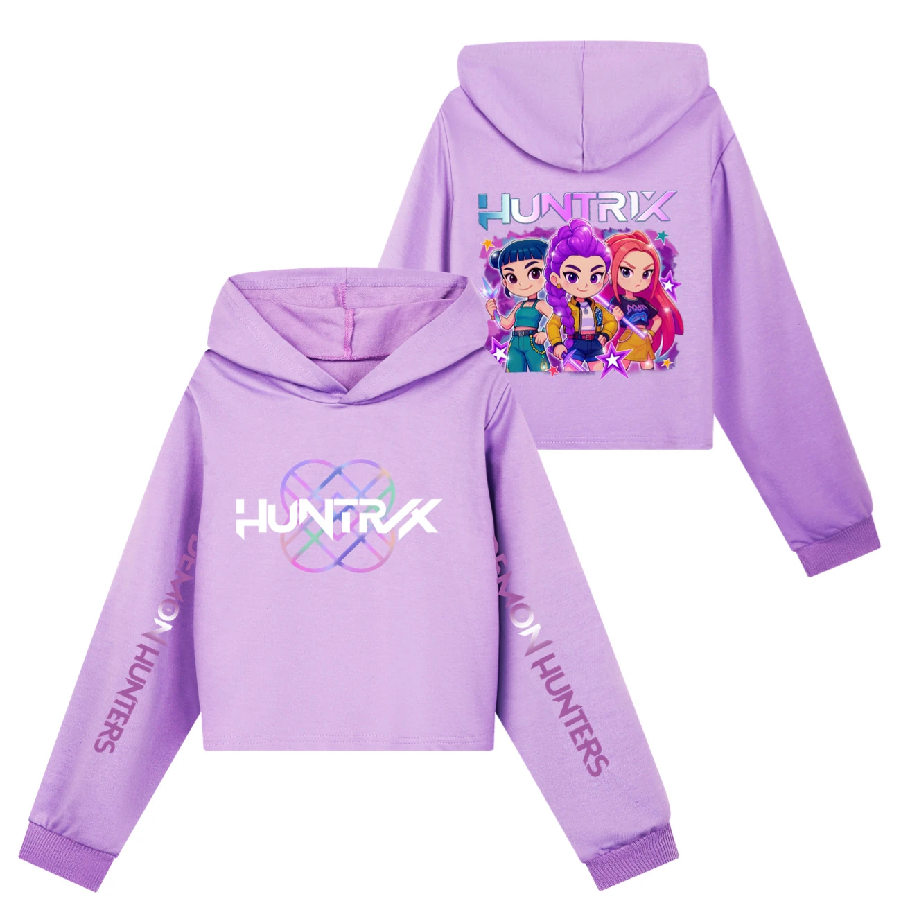 Girls’ Cropped Sweatshirt Set — 5051 Collection A, Style 09 · Purple