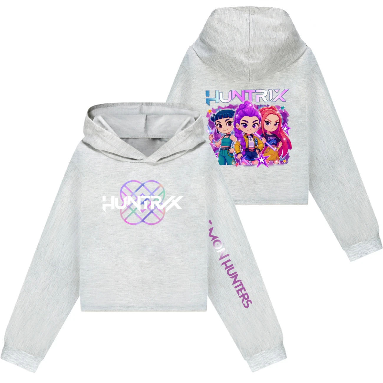 Girls’ Cropped Sweatshirt Set — 5051 Collection A, Style 11 · Grey