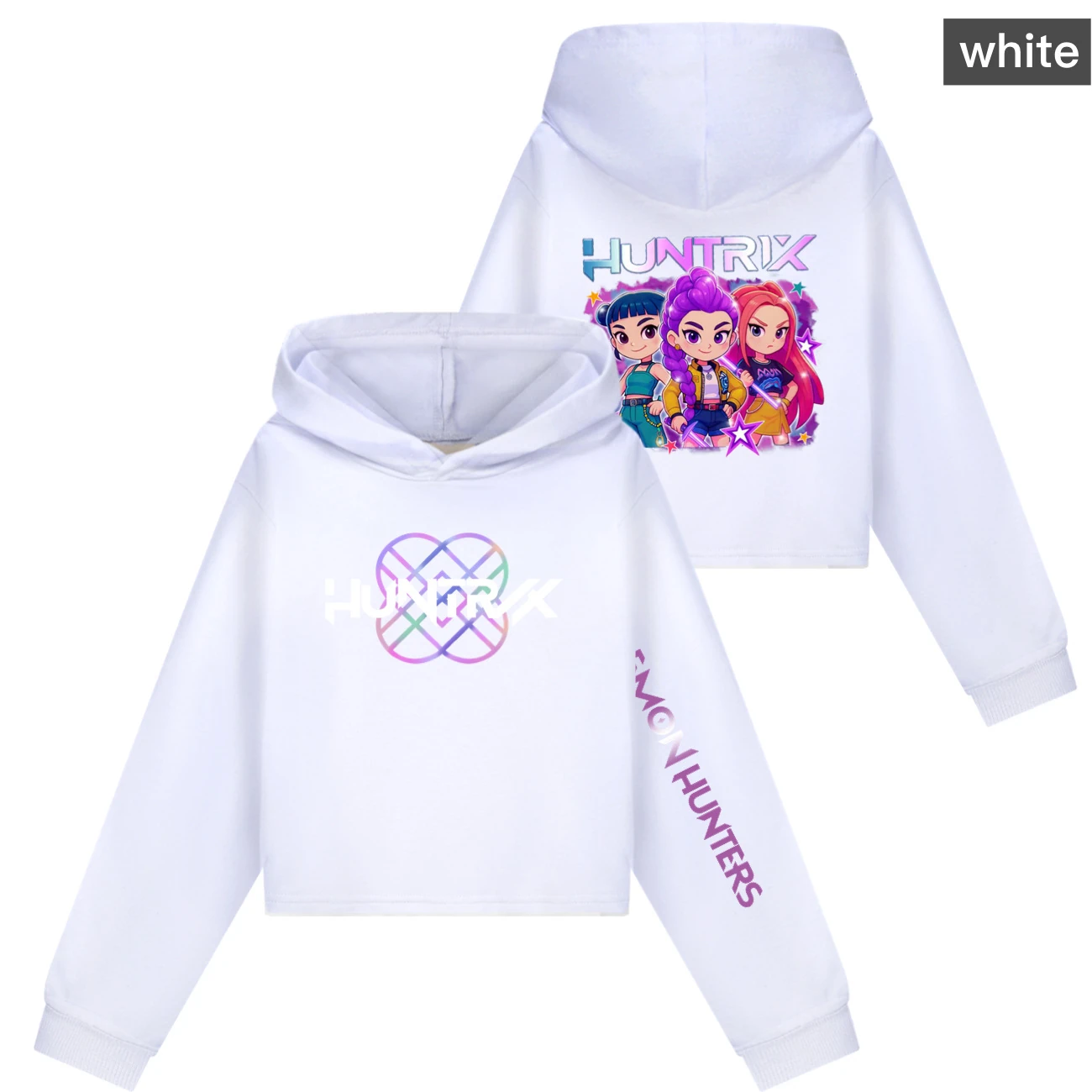 Girls’ Cropped Sweatshirt Set — 5051 Collection A, Style 12 · White