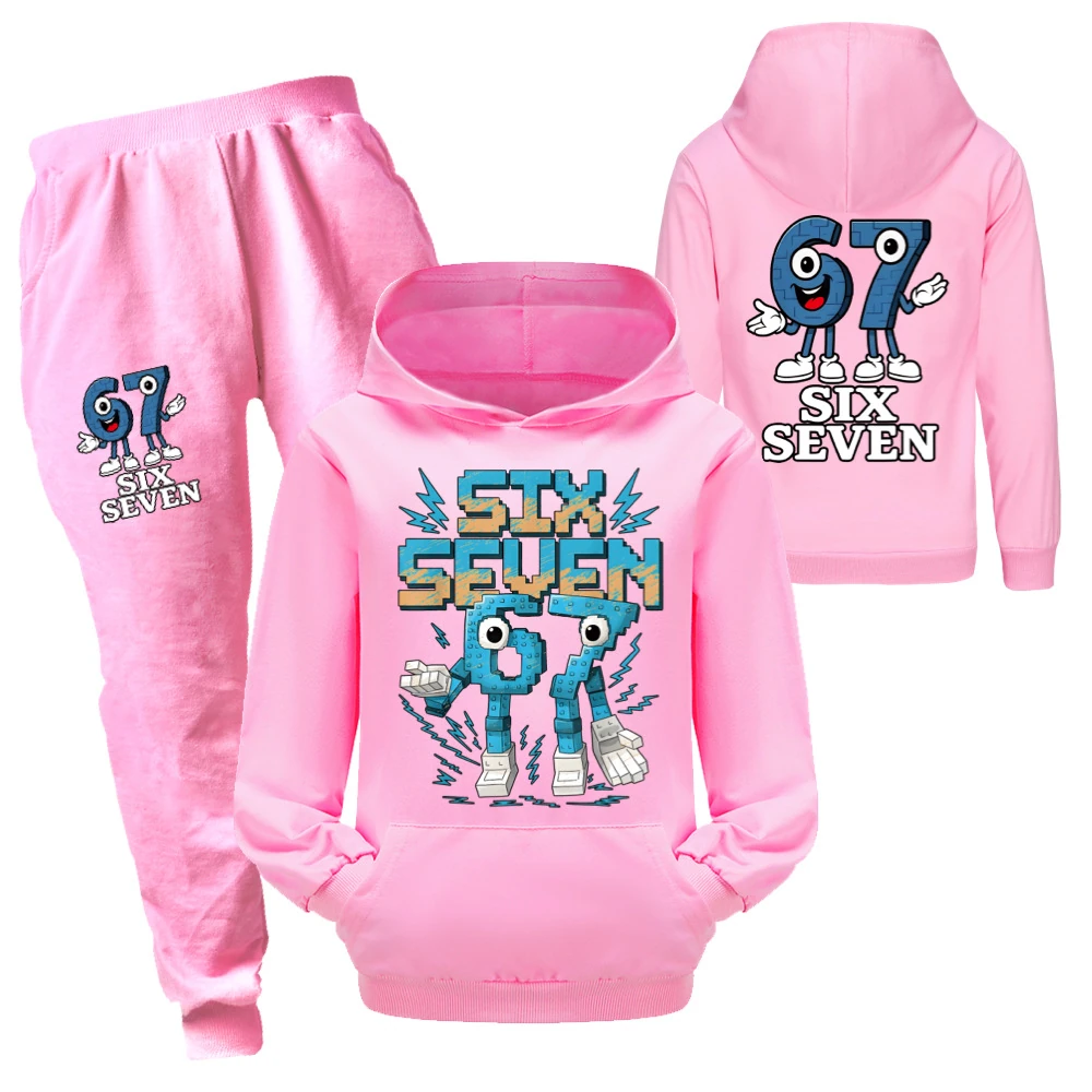 Two-Sided Graphic Tee & Hoodie Collection — 5196, Style 42 · Set · Pink