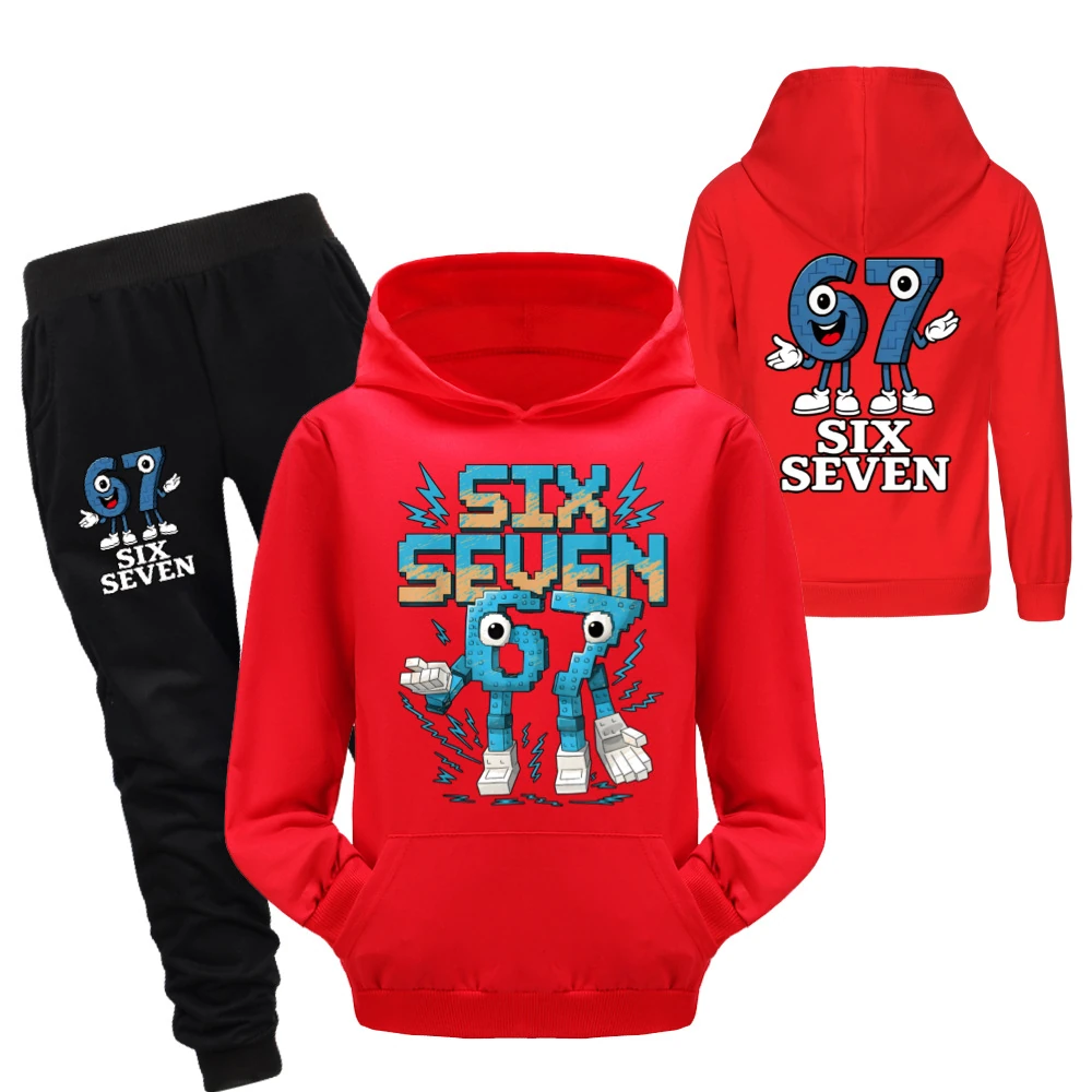 Two-Sided Graphic Tee & Hoodie Collection — 5196, Style 54 · Set · Red