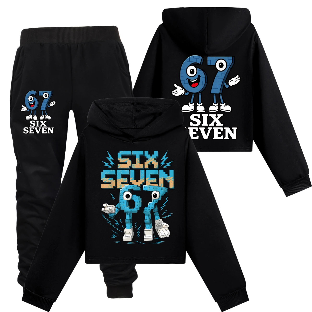 Two-Sided Graphic Sweatshirt Set — 5196, Style 44 · Set · Black