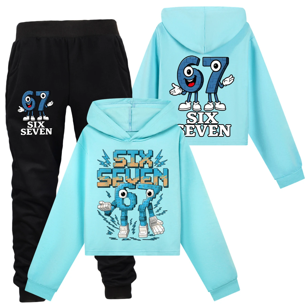 Two-Sided Graphic Sweatshirt Set — 5196, Style 48 · Set · Light Blue