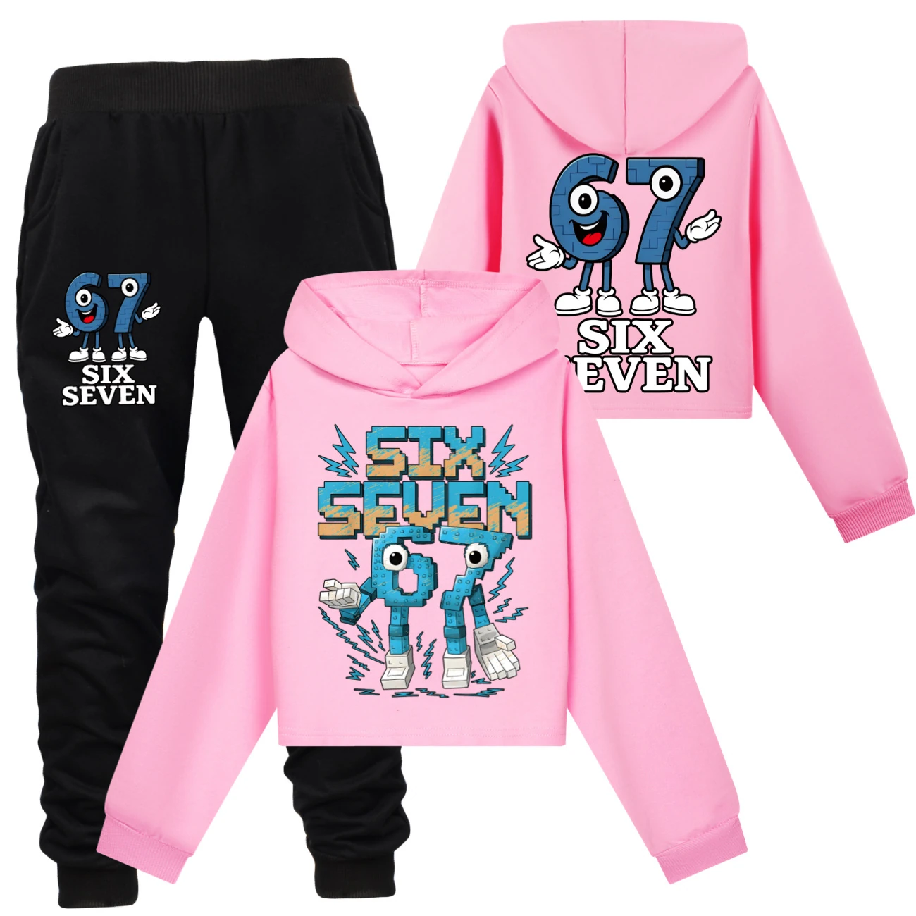 Two-Sided Graphic Sweatshirt Set — 5196, Style 50 · Set · Pink