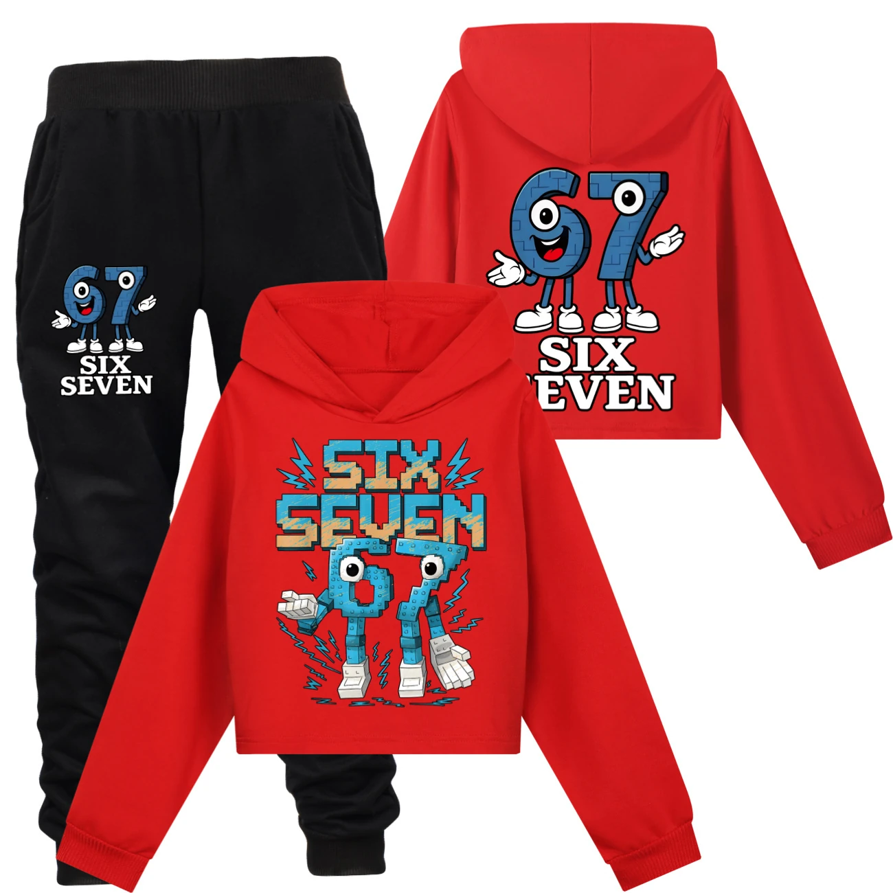Two-Sided Graphic Sweatshirt Set — 5196, Style 51 · Set · Red