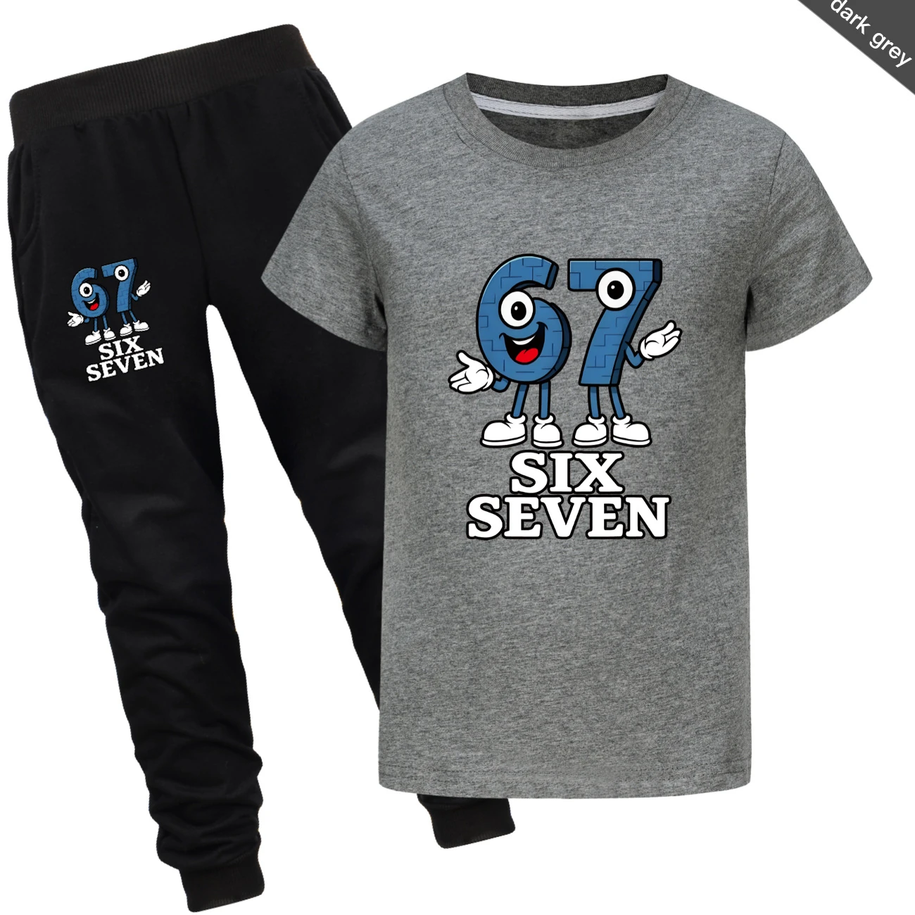 Graphic Tee & Jogger Collection — 5196, Style 15 · Set · Dark Grey