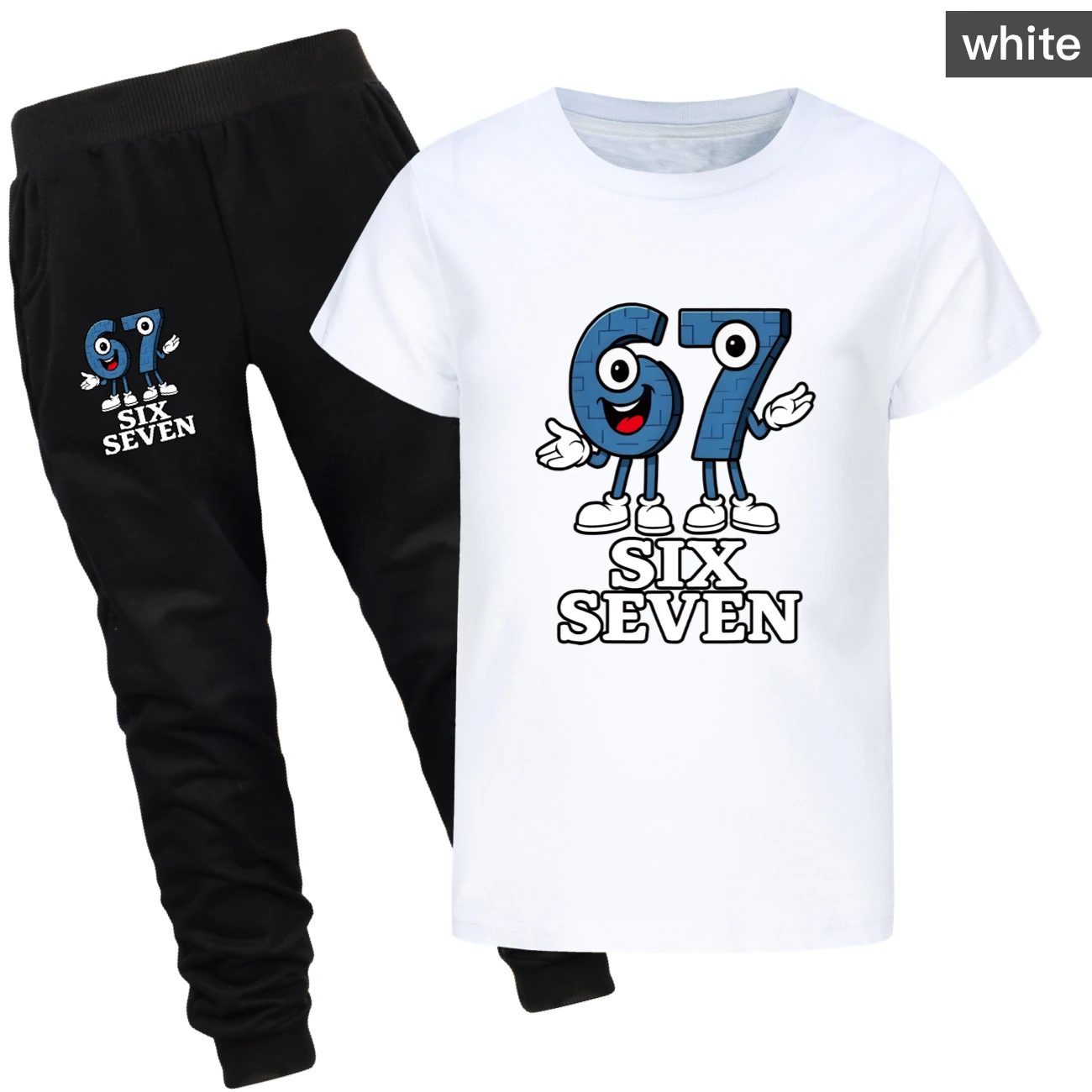 Graphic Tee & Jogger Collection — 5196, Style 17 · Set · White