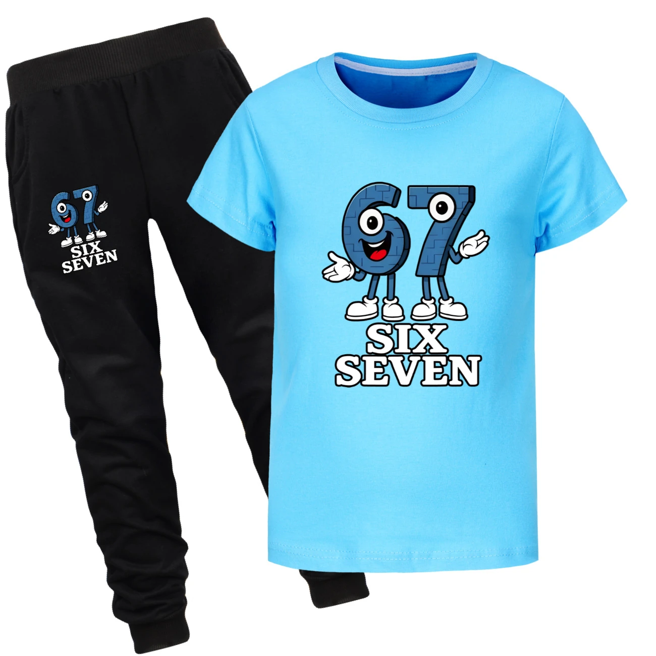 Graphic Tee & Jogger Collection — 5196, Style 20 · Set · Light Blue
