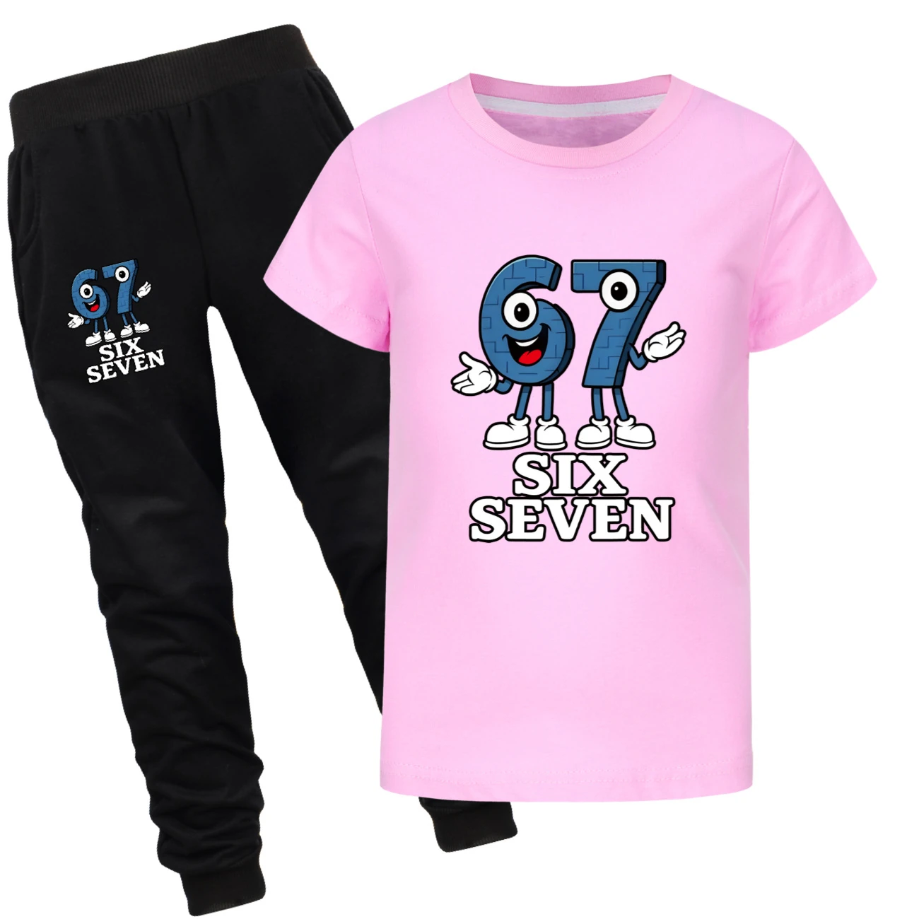 Graphic Tee & Jogger Collection — 5196, Style 24 · Set · Pink
