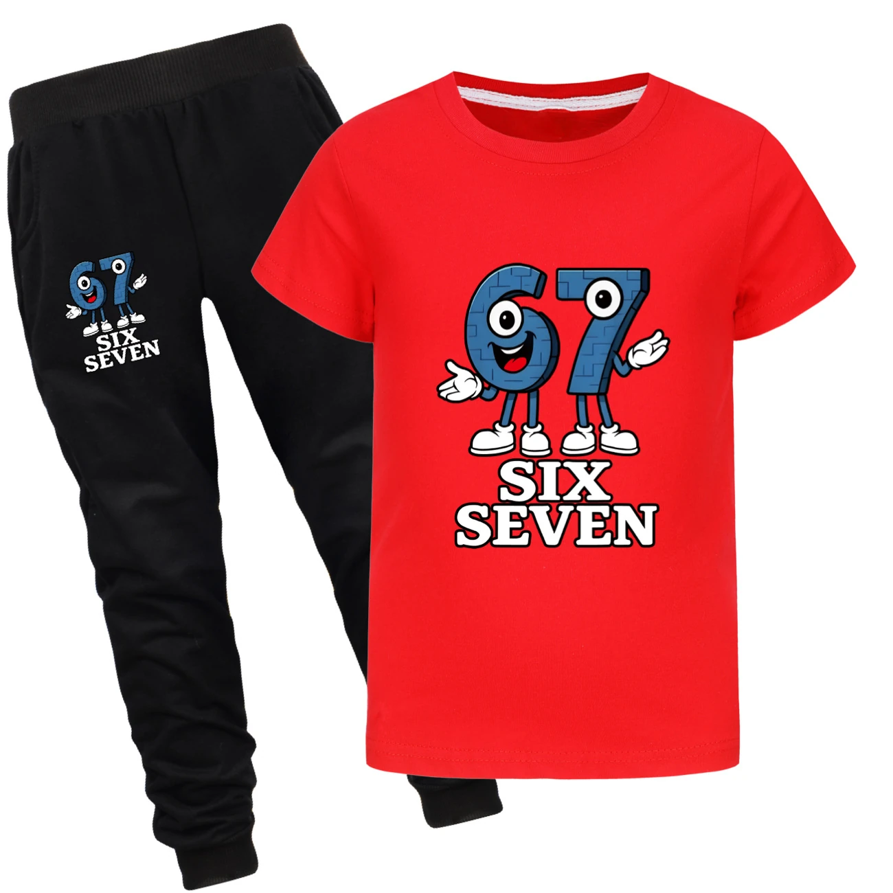 Graphic Tee & Jogger Collection — 5196, Style 28 · Set · Red
