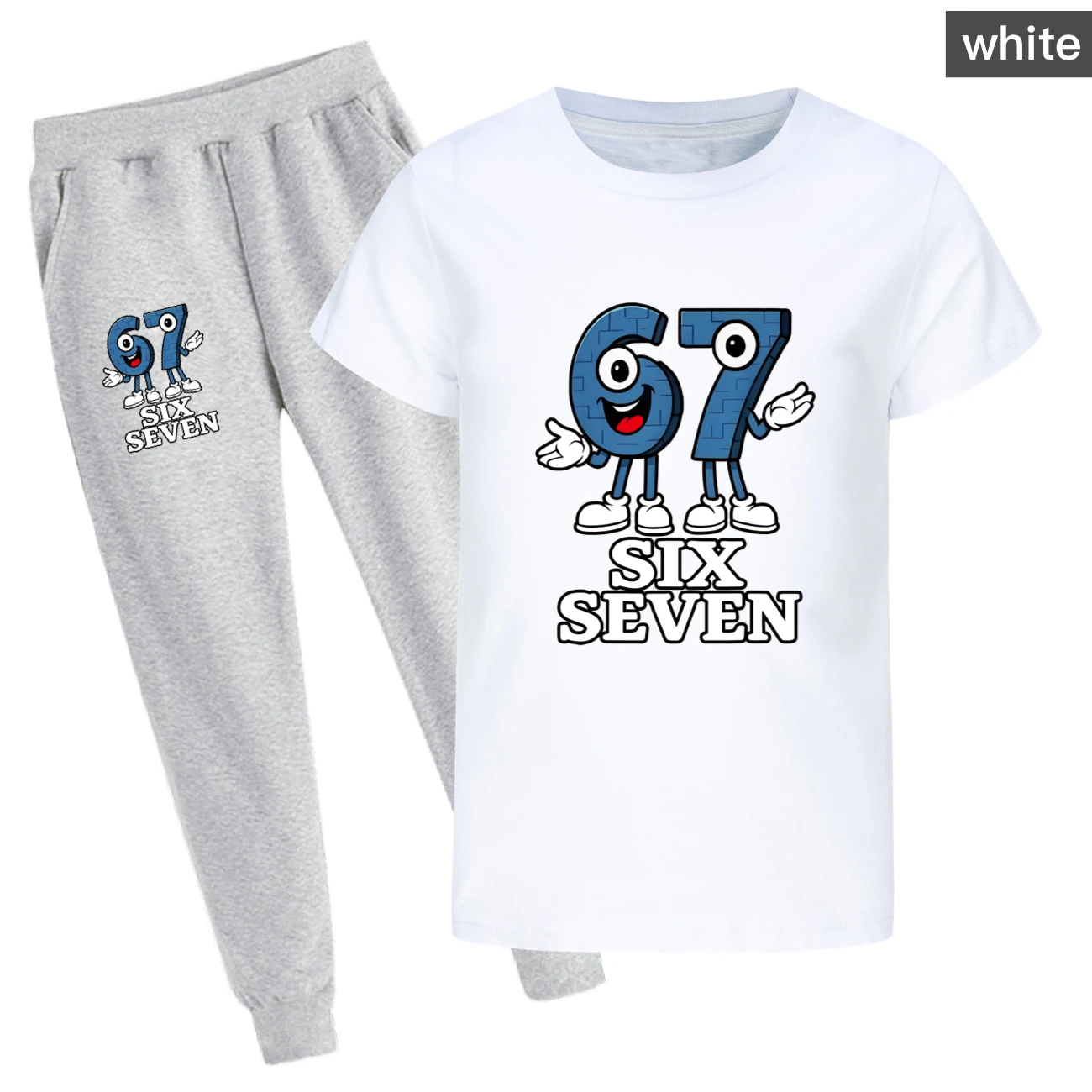Graphic Tee & Jogger Collection — 5196, Style 30 · Set · White