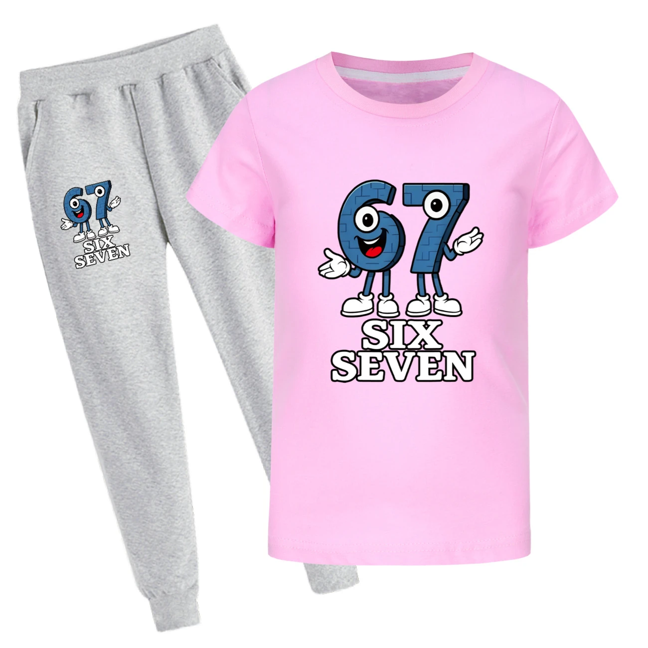 Graphic Tee & Jogger Collection — 5196, Style 35 · Set · Pink