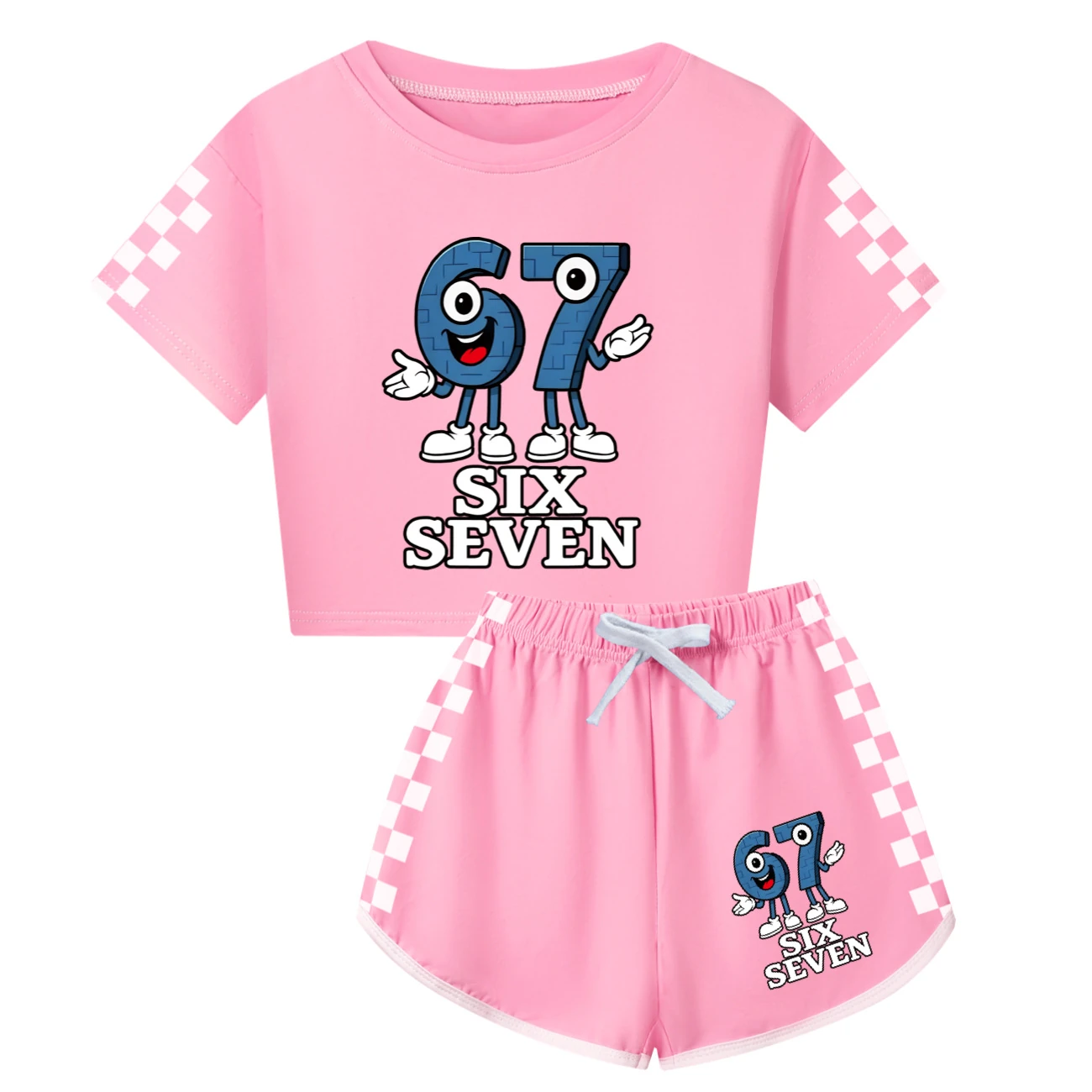 Family Mixed-Sleeve Lounge Set — 5196, Style 02 · Pink