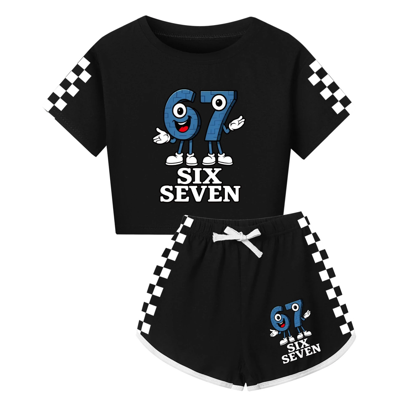 Family Mixed-Sleeve Lounge Set — 5196, Style 05 · Black