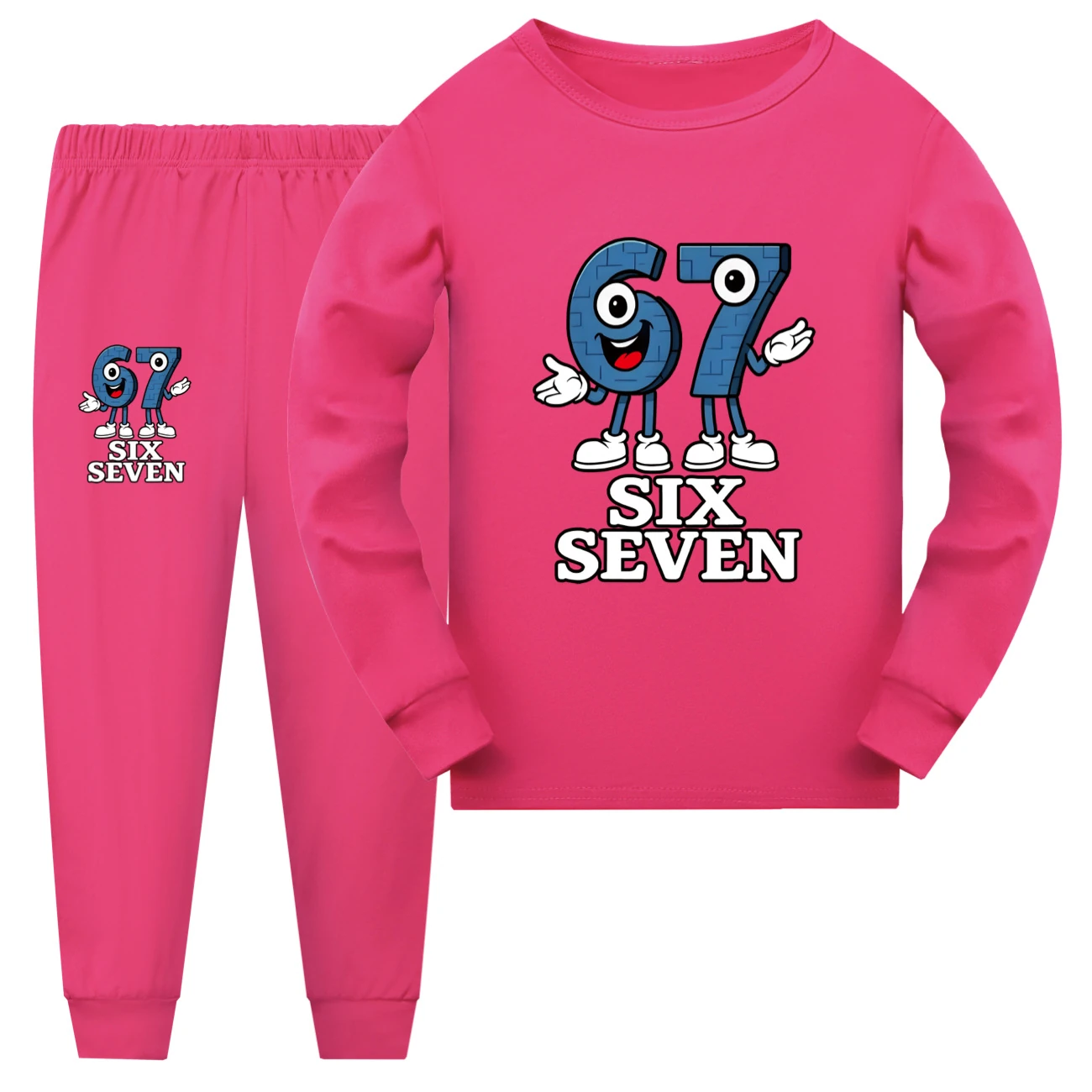 Family Mixed-Sleeve Lounge Set — 5196, Style 11 · Long Sleeve · Rose