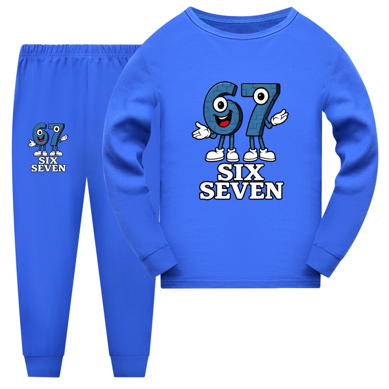 Family Mixed-Sleeve Lounge Set — 5196, Style 12 · Long Sleeve · Blue