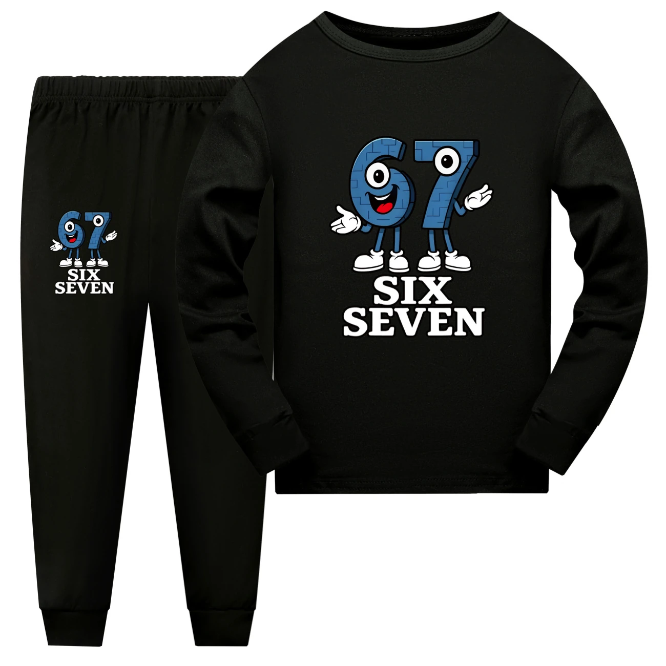 Family Mixed-Sleeve Lounge Set — 5196, Style 13 · Long Sleeve · Black