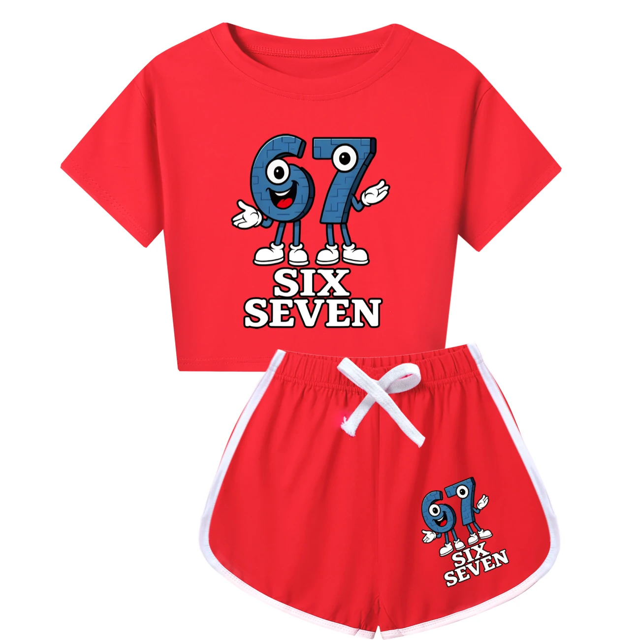 Family Mixed-Sleeve Lounge Set — 5196, Style 16 · Red