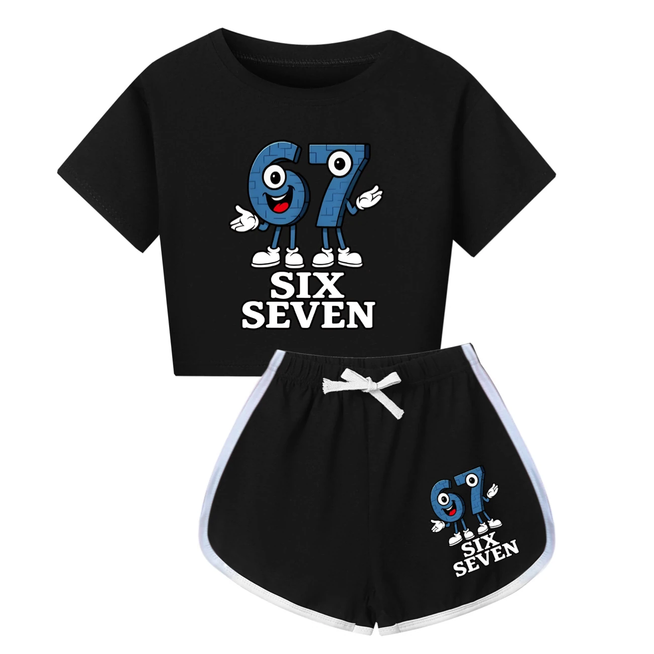 Family Mixed-Sleeve Lounge Set — 5196, Style 20 · Black