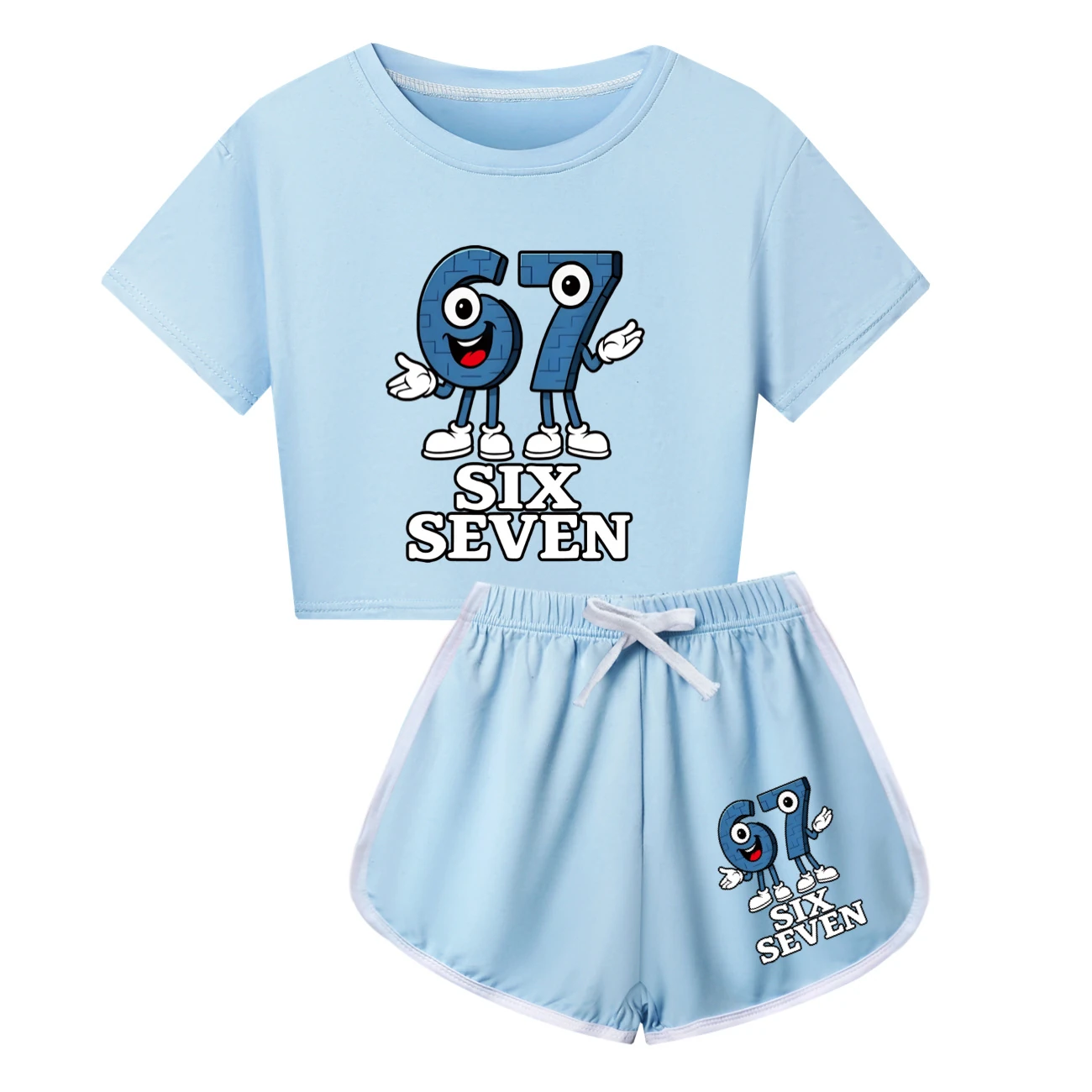 Family Mixed-Sleeve Lounge Set — 5196, Style 21 · Light Blue