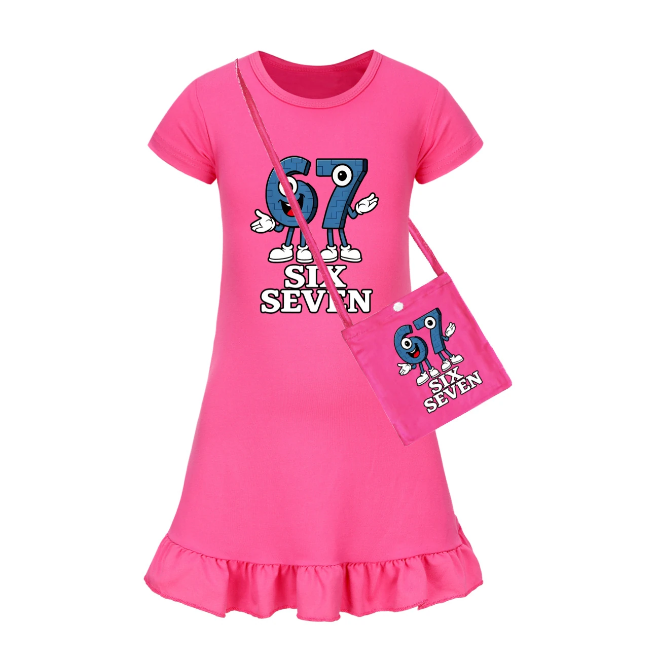 Ruffle-Sleeve Lounge Dress — 5196, Style 02 · with Bag · Rose