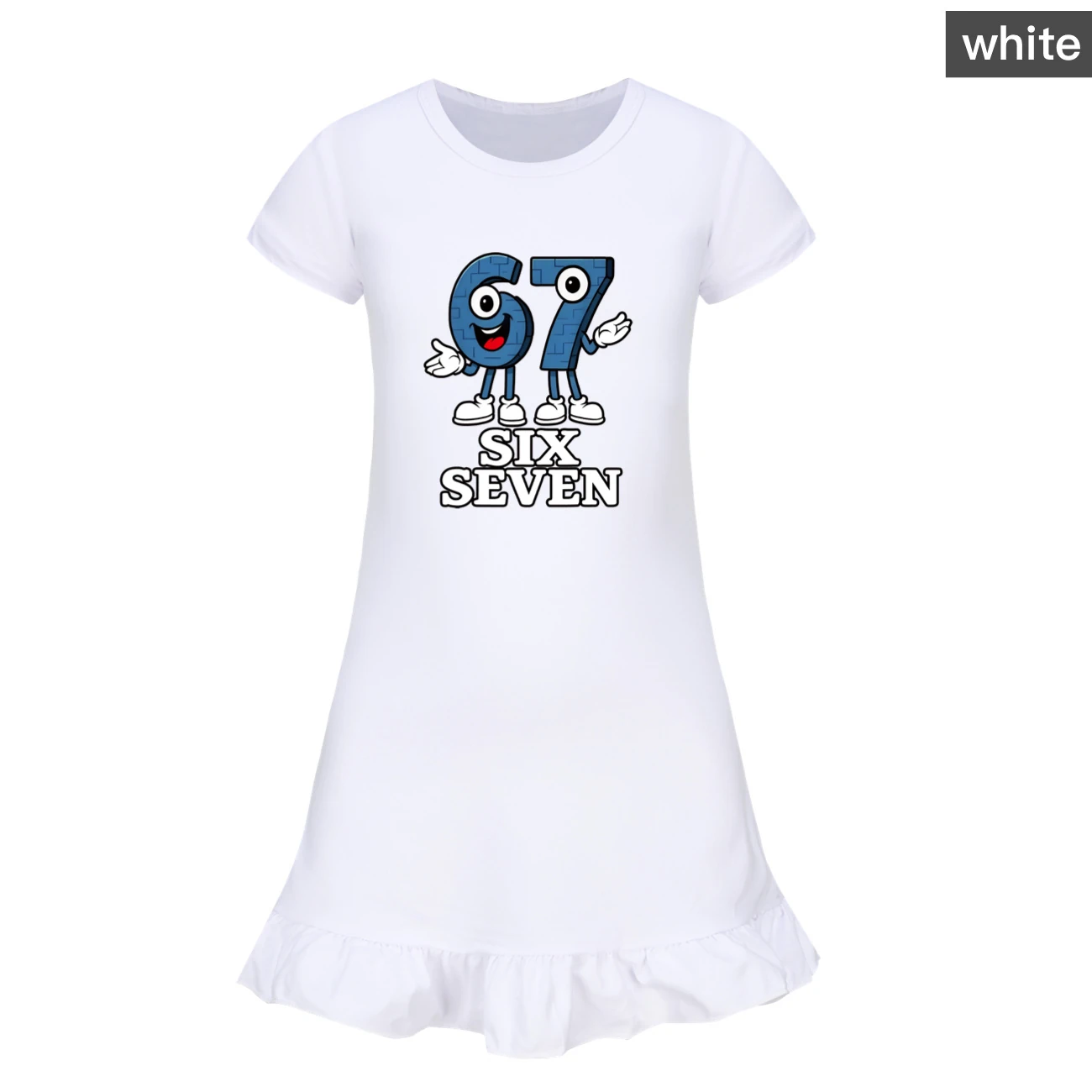 Ruffle-Sleeve Lounge Dress — 5196, Style 04 · White