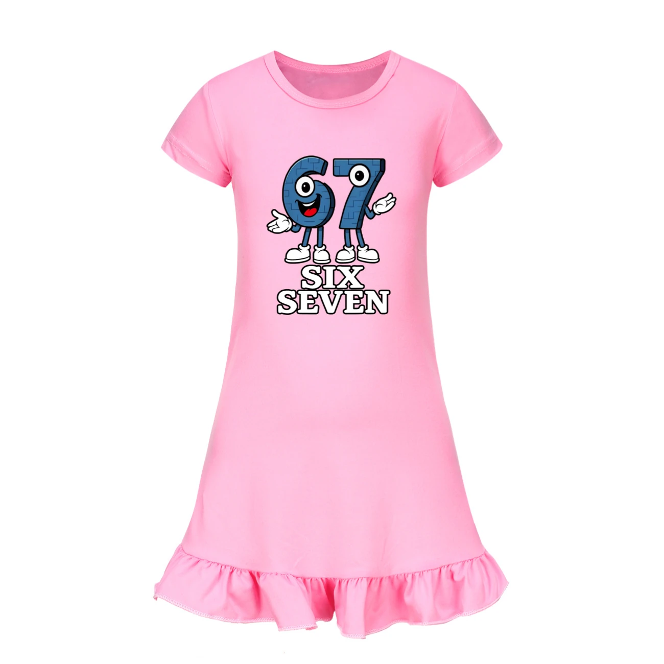 Ruffle-Sleeve Lounge Dress — 5196, Style 05 · Pink