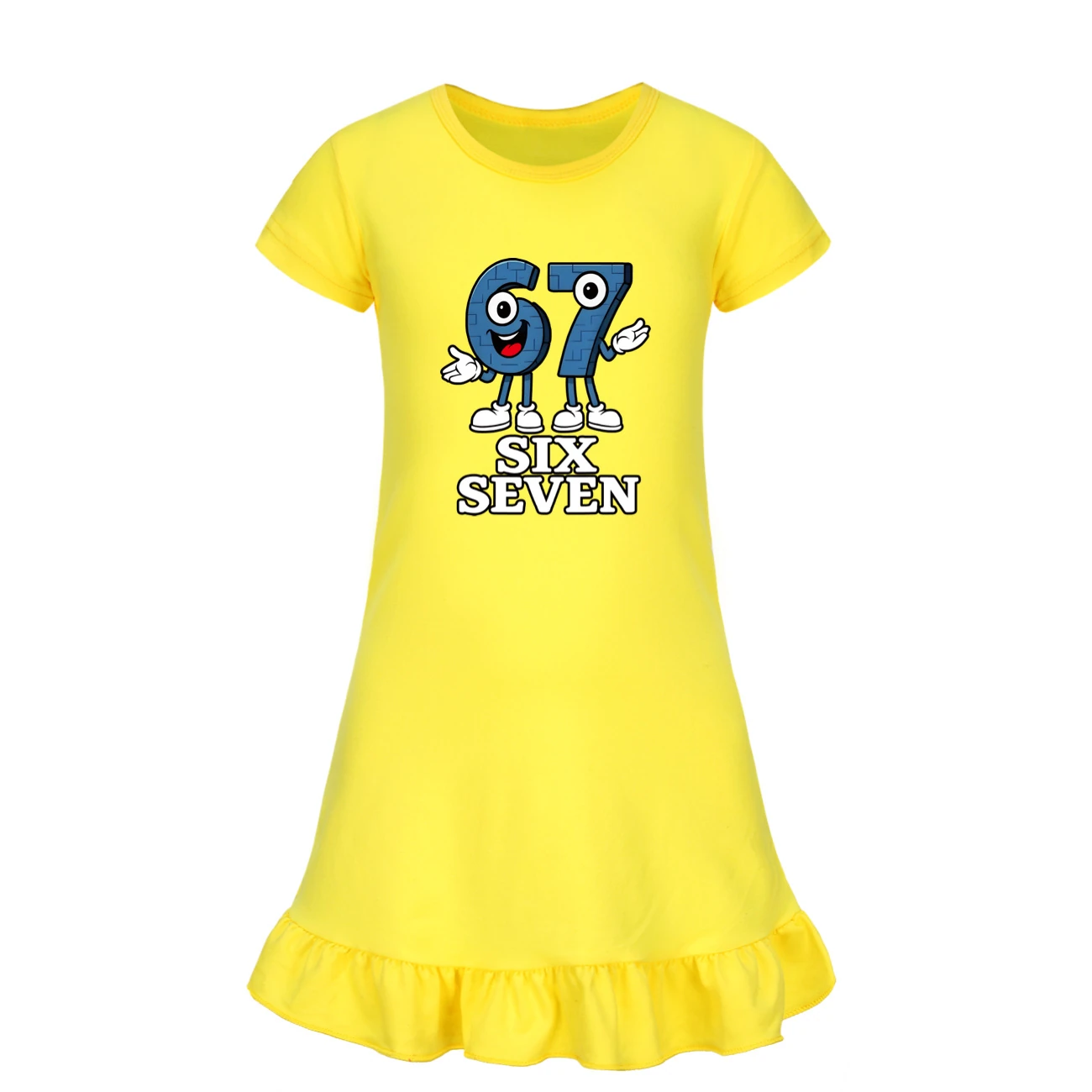 Ruffle-Sleeve Lounge Dress — 5196, Style 06 · Yellow