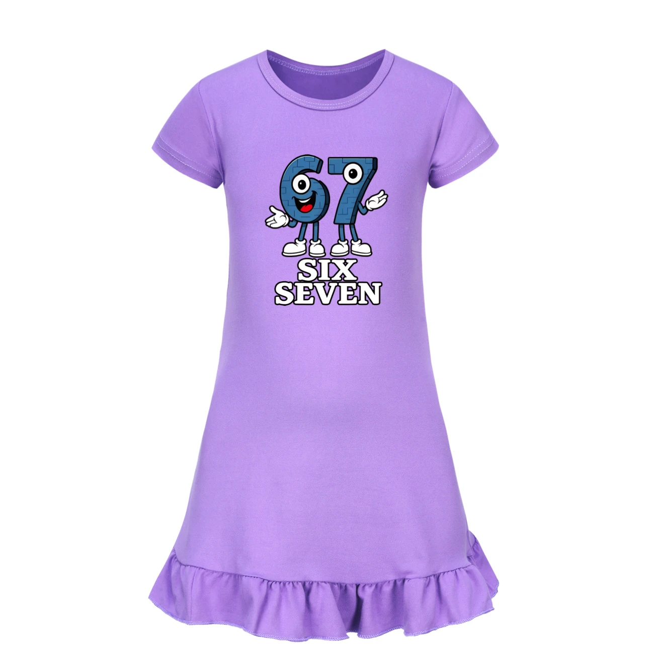 Ruffle-Sleeve Lounge Dress — 5196, Style 08 · Purple