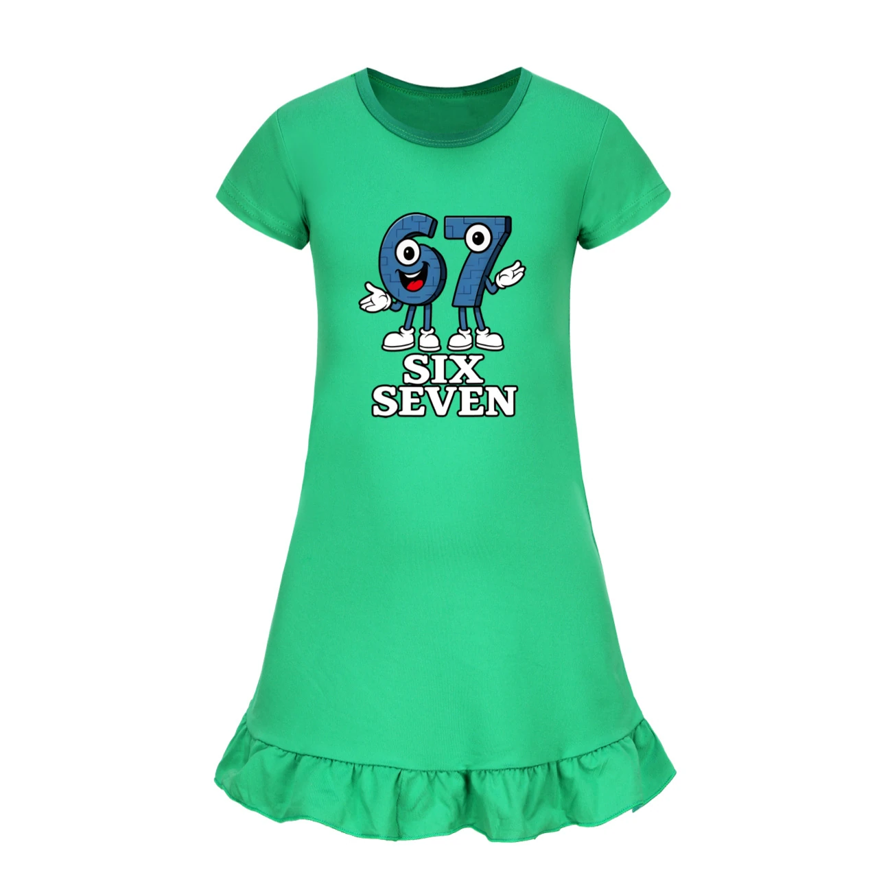 Ruffle-Sleeve Lounge Dress — 5196, Style 09 · Green