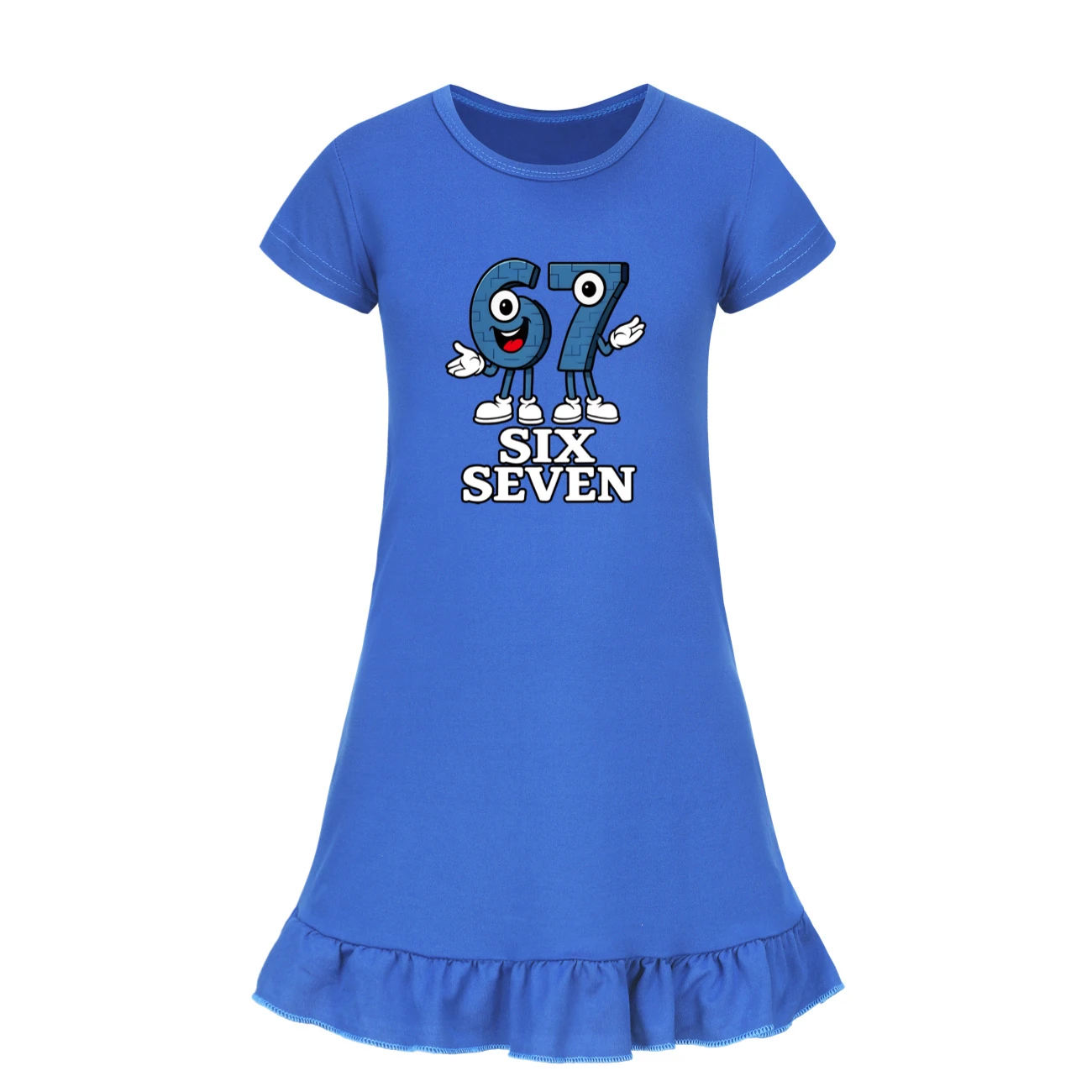 Ruffle-Sleeve Lounge Dress — 5196, Style 11 · Deep Blue