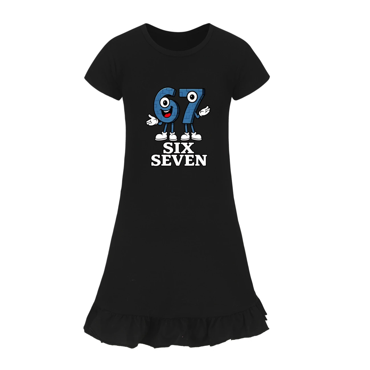 Ruffle-Sleeve Lounge Dress — 5196, Style 12 · Black