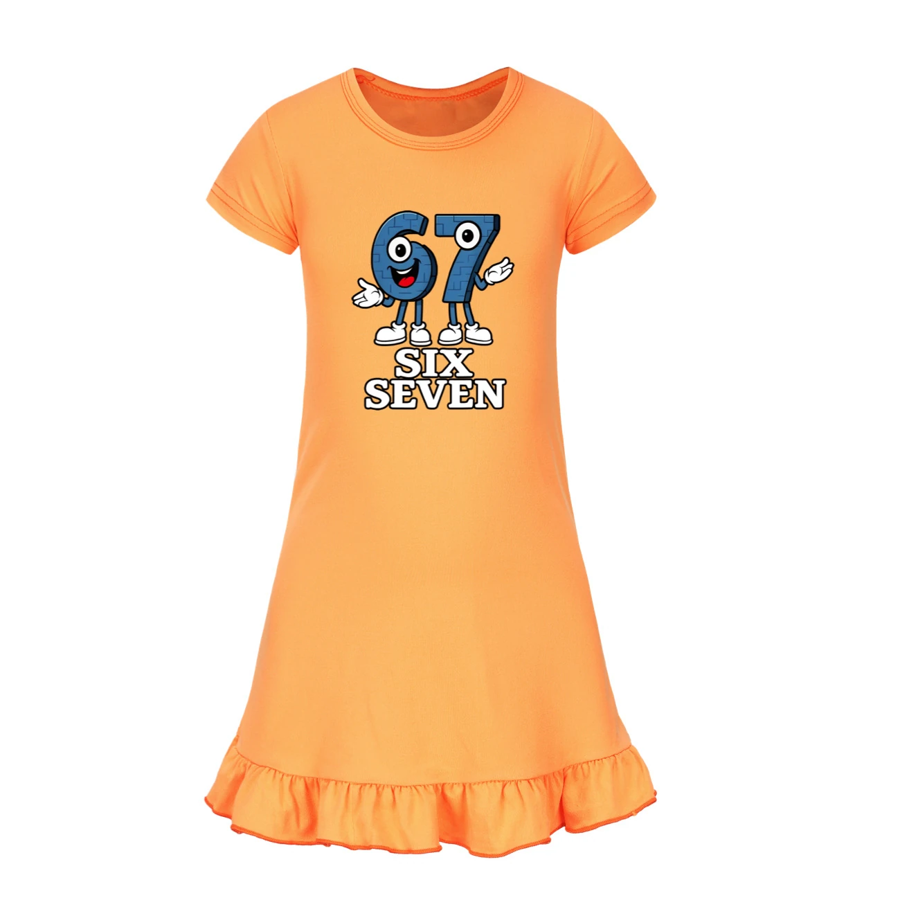 Ruffle-Sleeve Lounge Dress — 5196, Style 14 · Orange