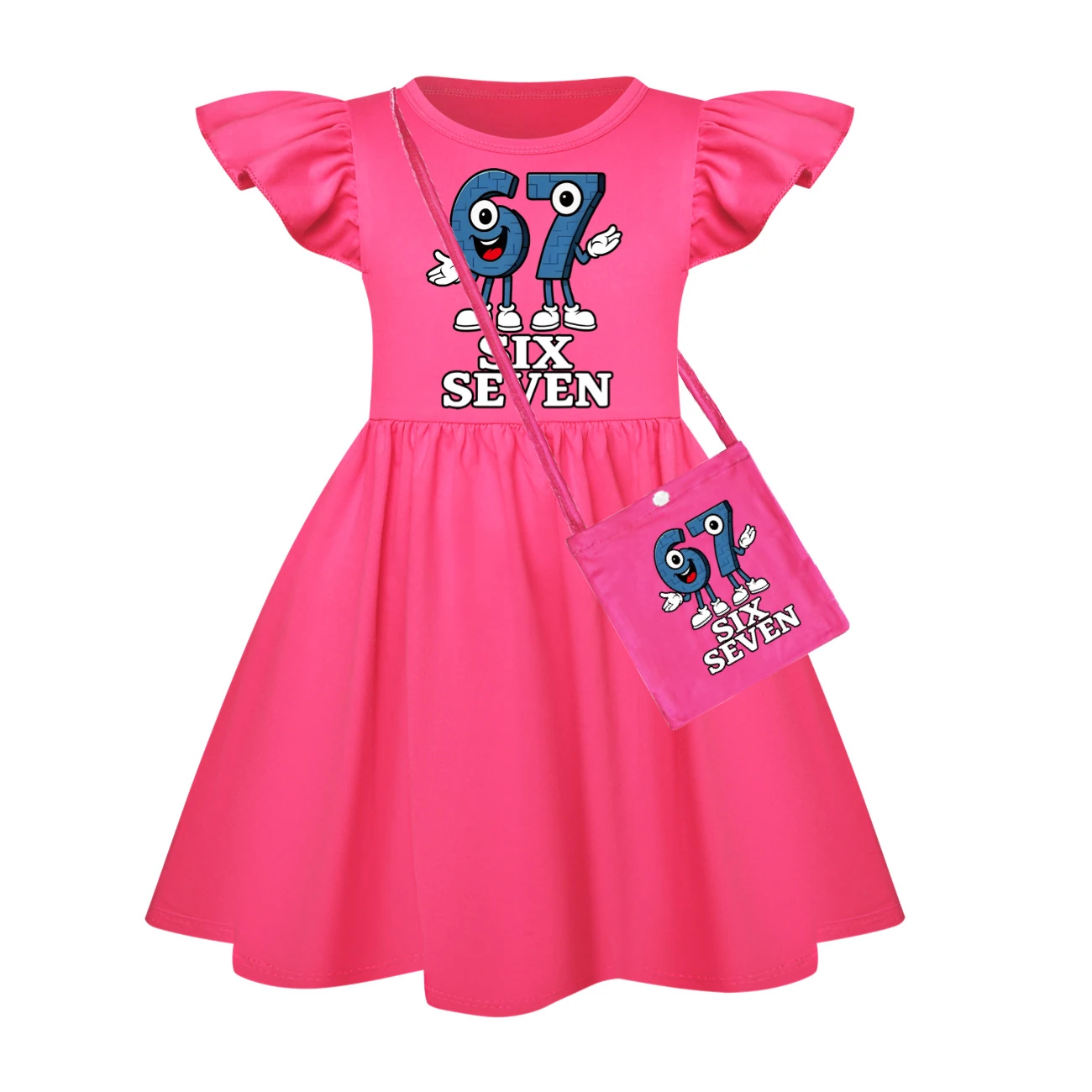 Ruffle-Sleeve Lounge Dress — 5196, Style 16 · with Bag · Rose