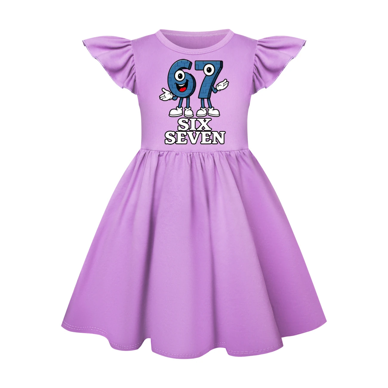 Ruffle-Sleeve Lounge Dress — 5196, Style 18 · Purple