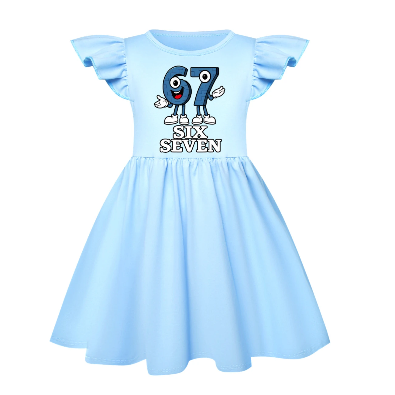 Ruffle-Sleeve Lounge Dress — 5196, Style 21 · Light Blue