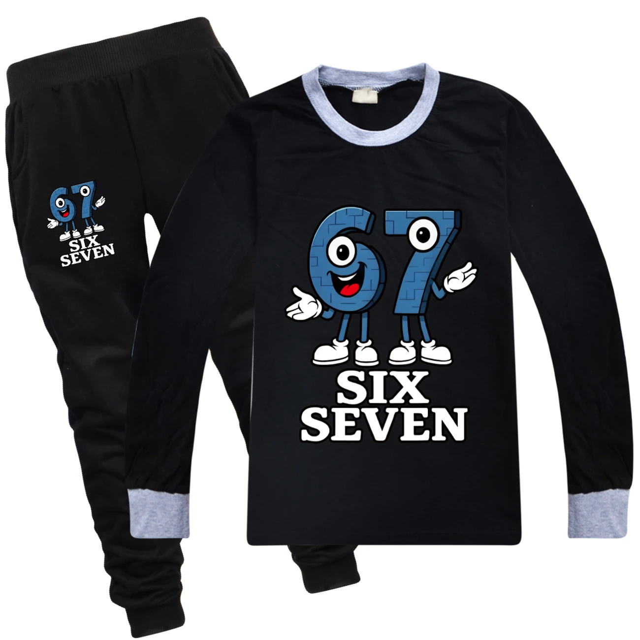 Long-Sleeve Tee Play Set — 5196, Style 15 · with Black Pants · Black