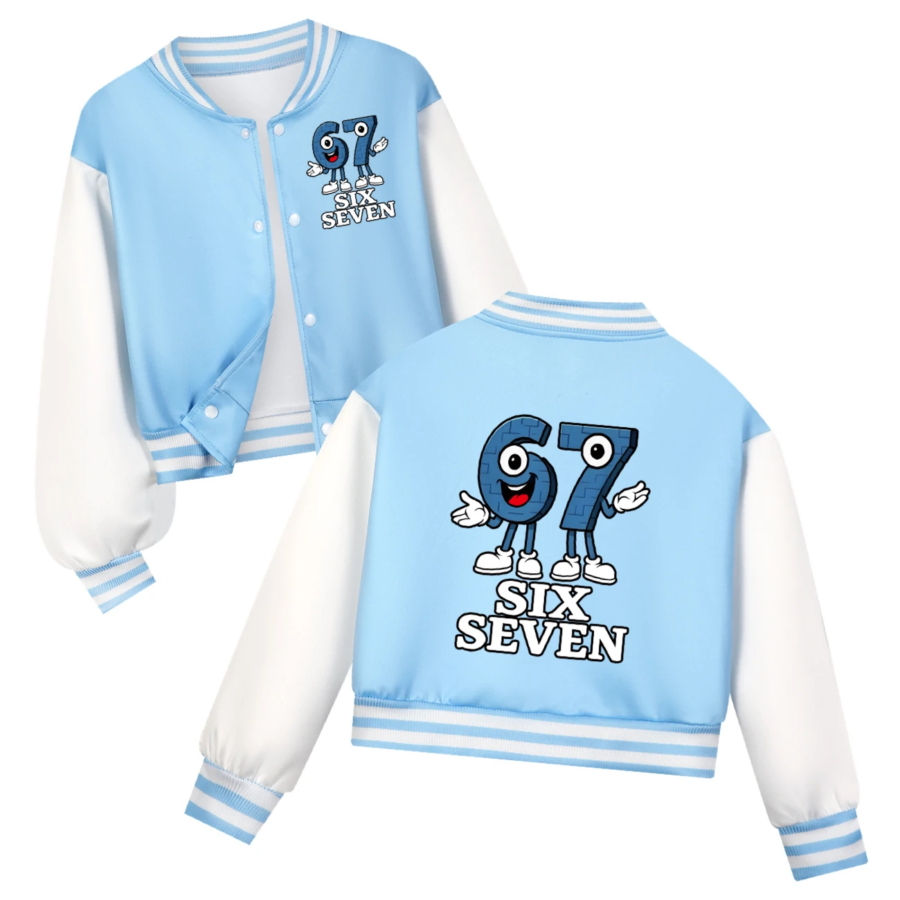 Cropped Varsity Jacket & Jogger Set — 5196, Style 03 · Sky Blue