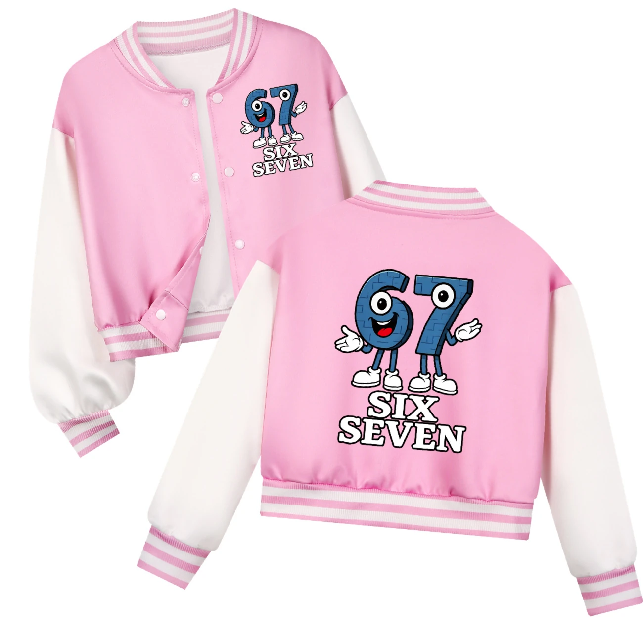 Cropped Varsity Jacket & Jogger Set — 5196, Style 06 · Pink