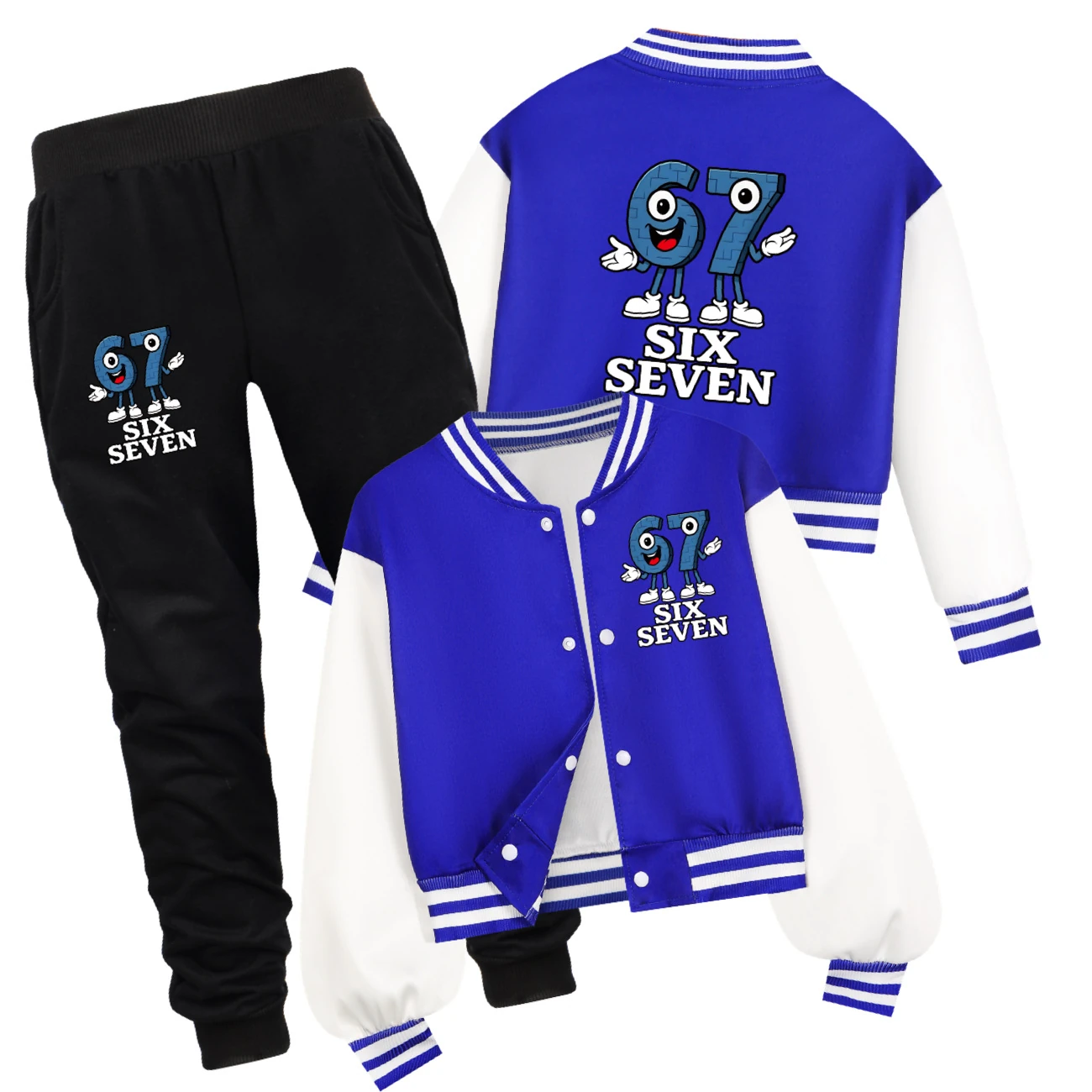 Cropped Varsity Jacket & Jogger Set — 5196, Style 07 · Set · Blue