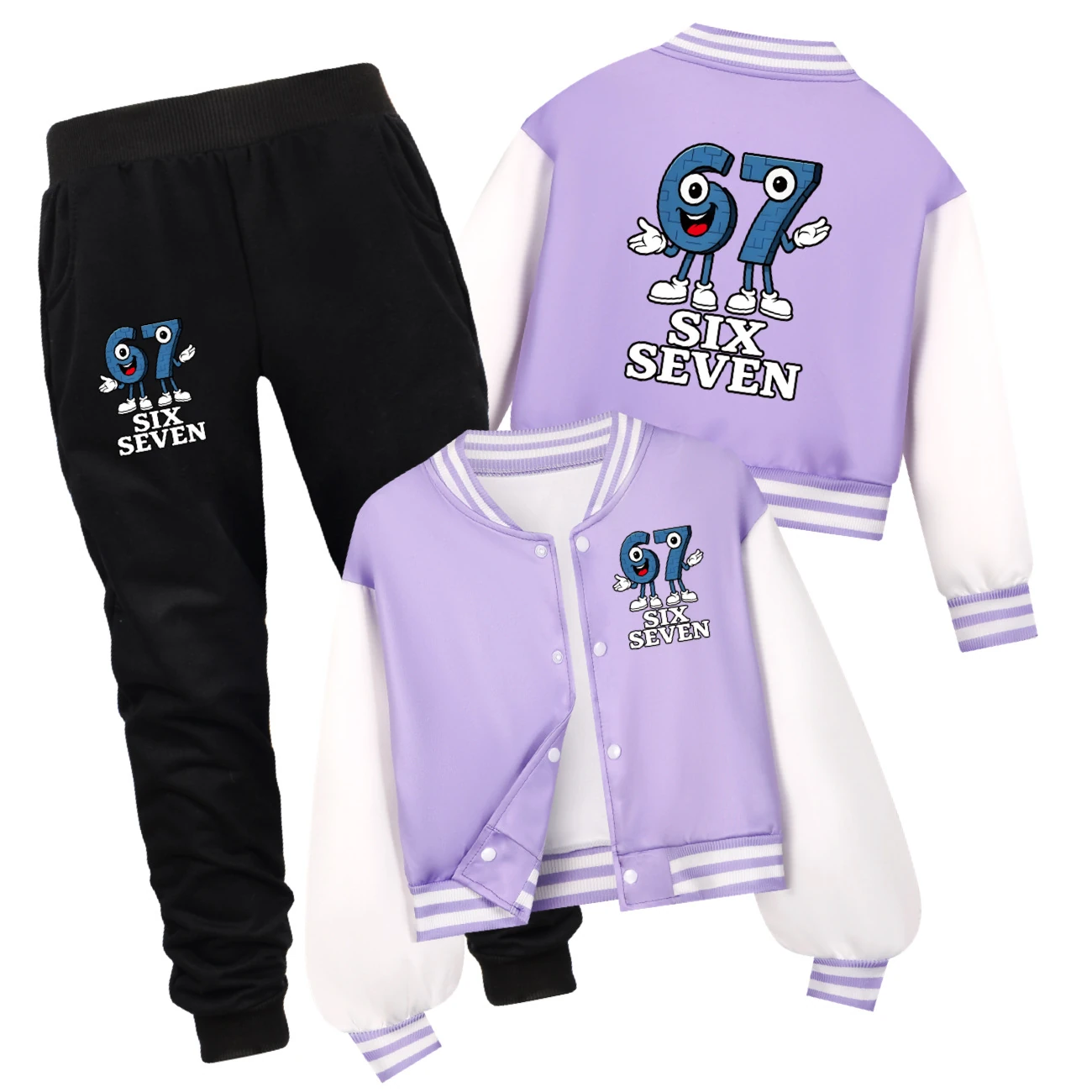 Cropped Varsity Jacket & Jogger Set — 5196, Style 10 · Set · Purple