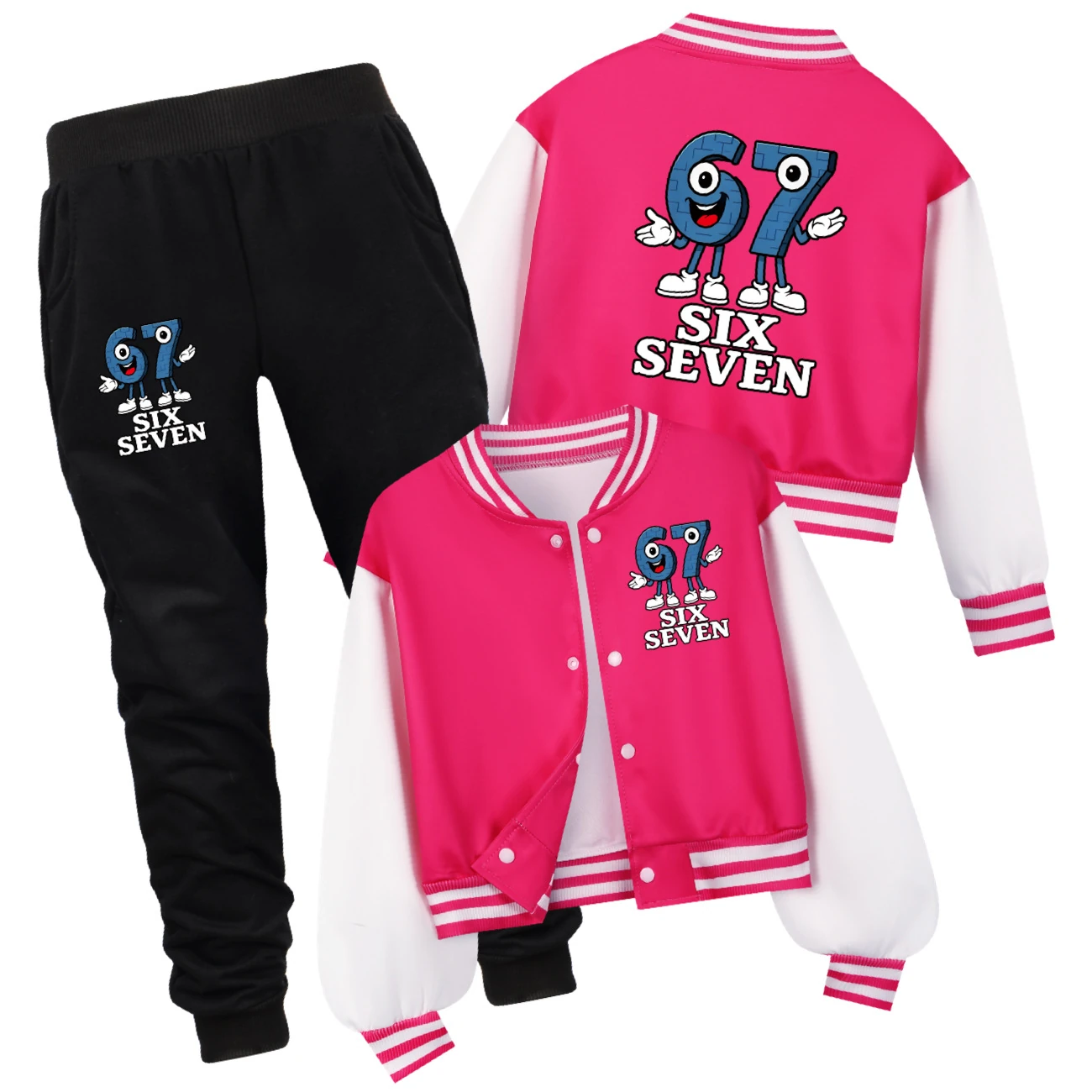 Cropped Varsity Jacket & Jogger Set — 5196, Style 11 · Set · Rose